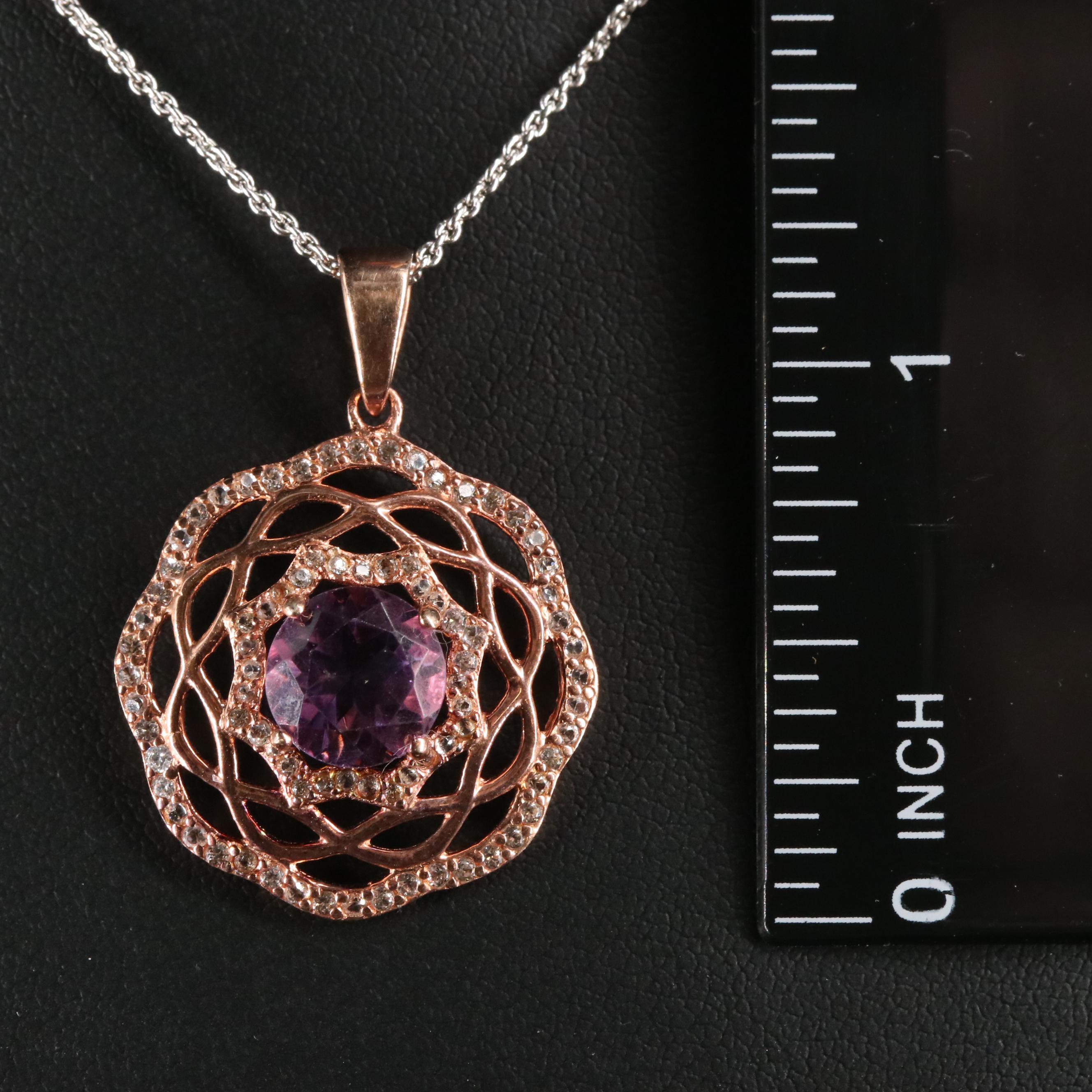 Sterling Silver Amethyst and Sapphire Necklace