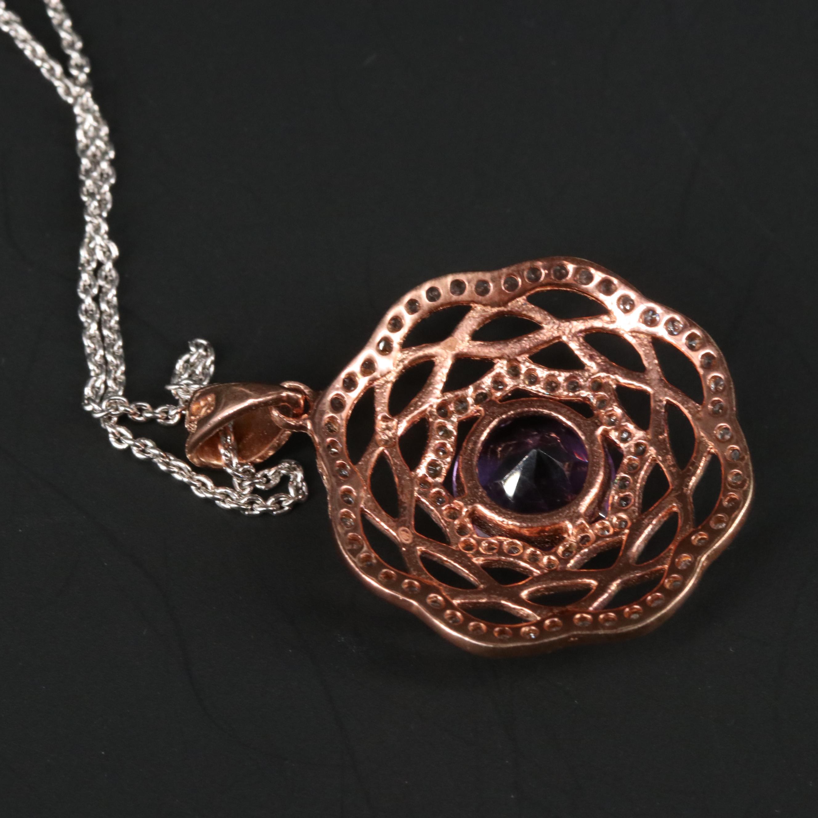 Sterling Silver Amethyst and Sapphire Necklace