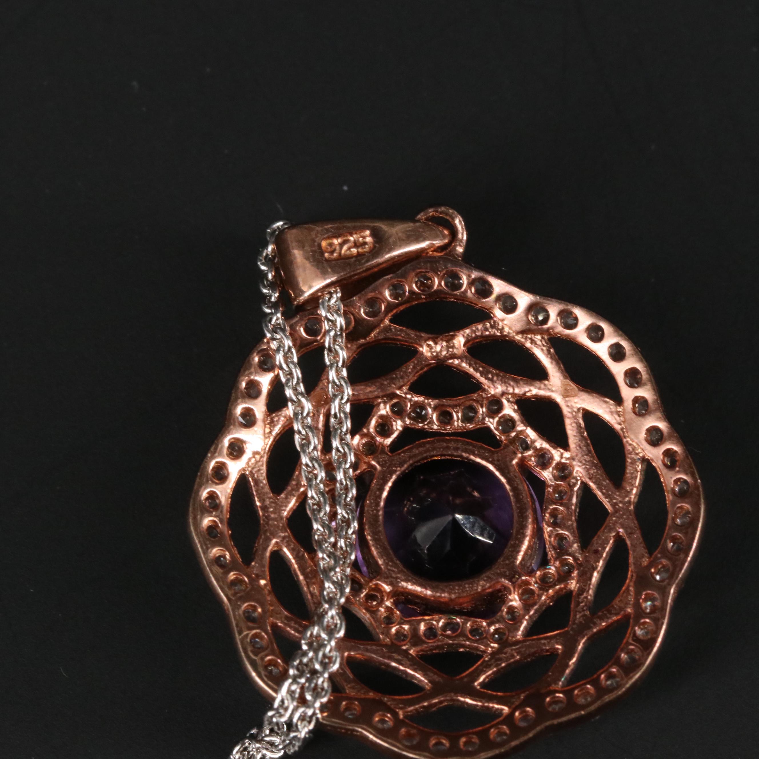 Sterling Silver Amethyst and Sapphire Necklace