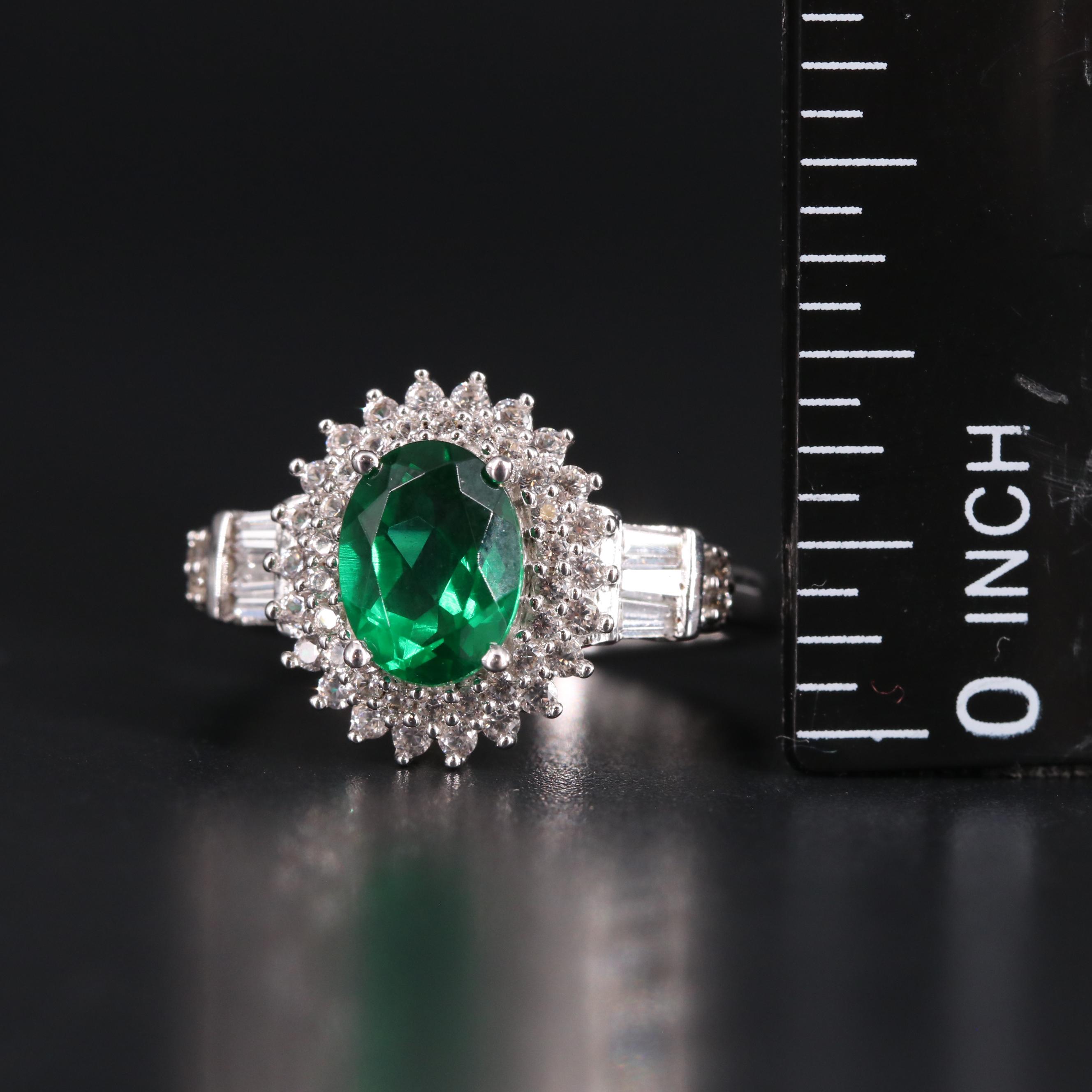 Sterling Silver Emerald and Sapphire Ring