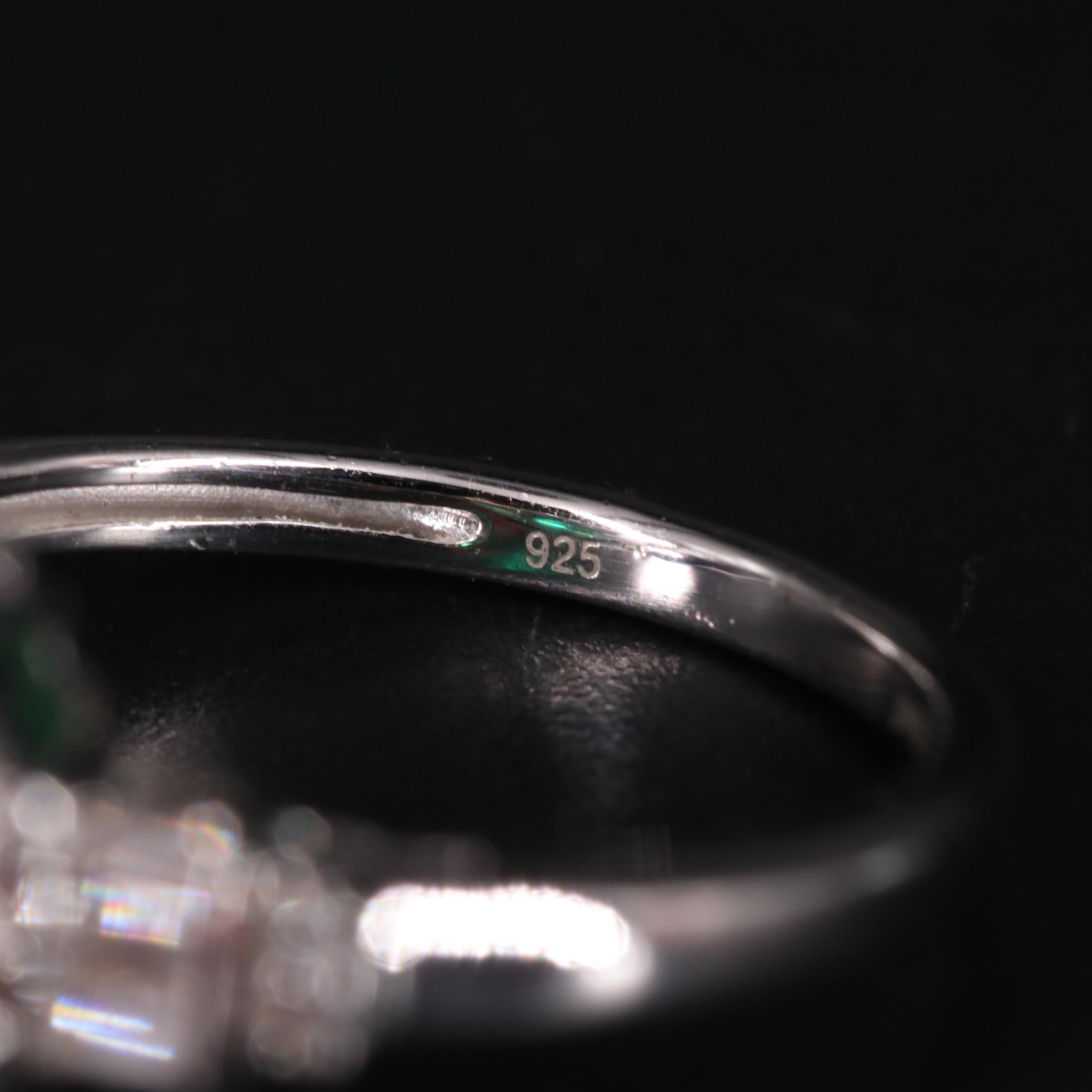 Sterling Silver Emerald and Sapphire Ring