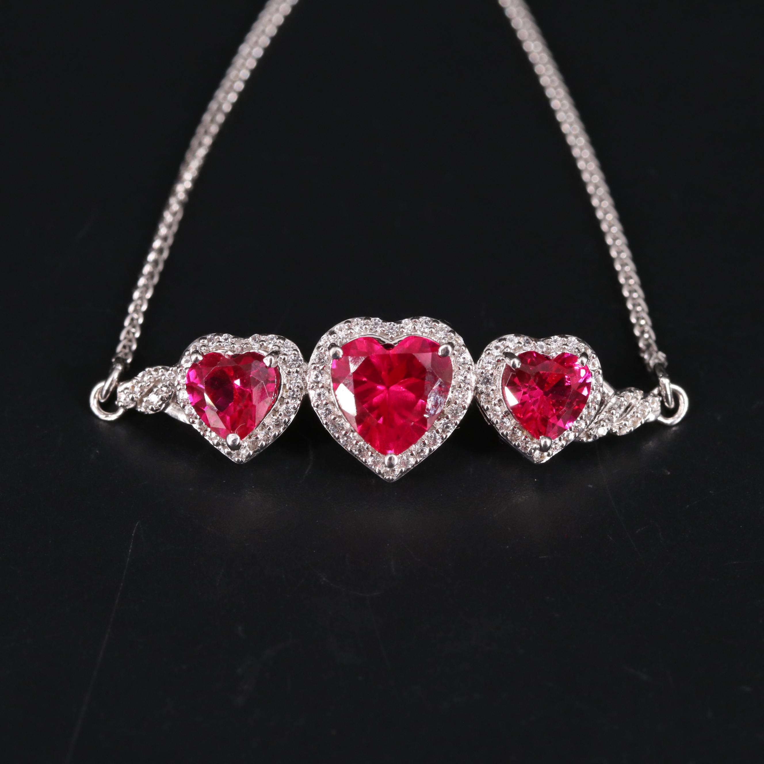 Sterling Silver Ruby and Sapphire Slide Bracelet