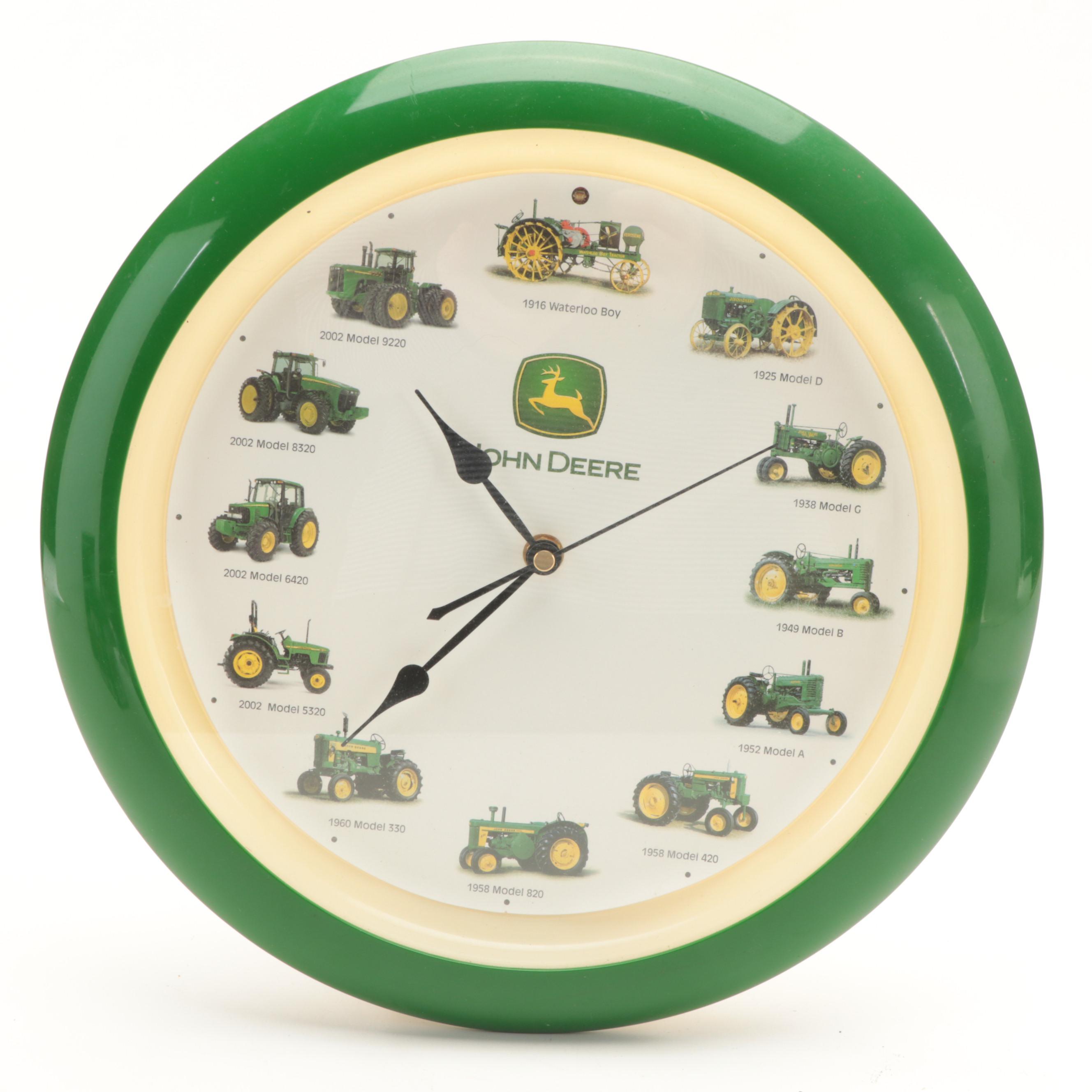 John Deere Tin Litho Boxes with Shakers, Toothpick Dispenser and Wall Clock