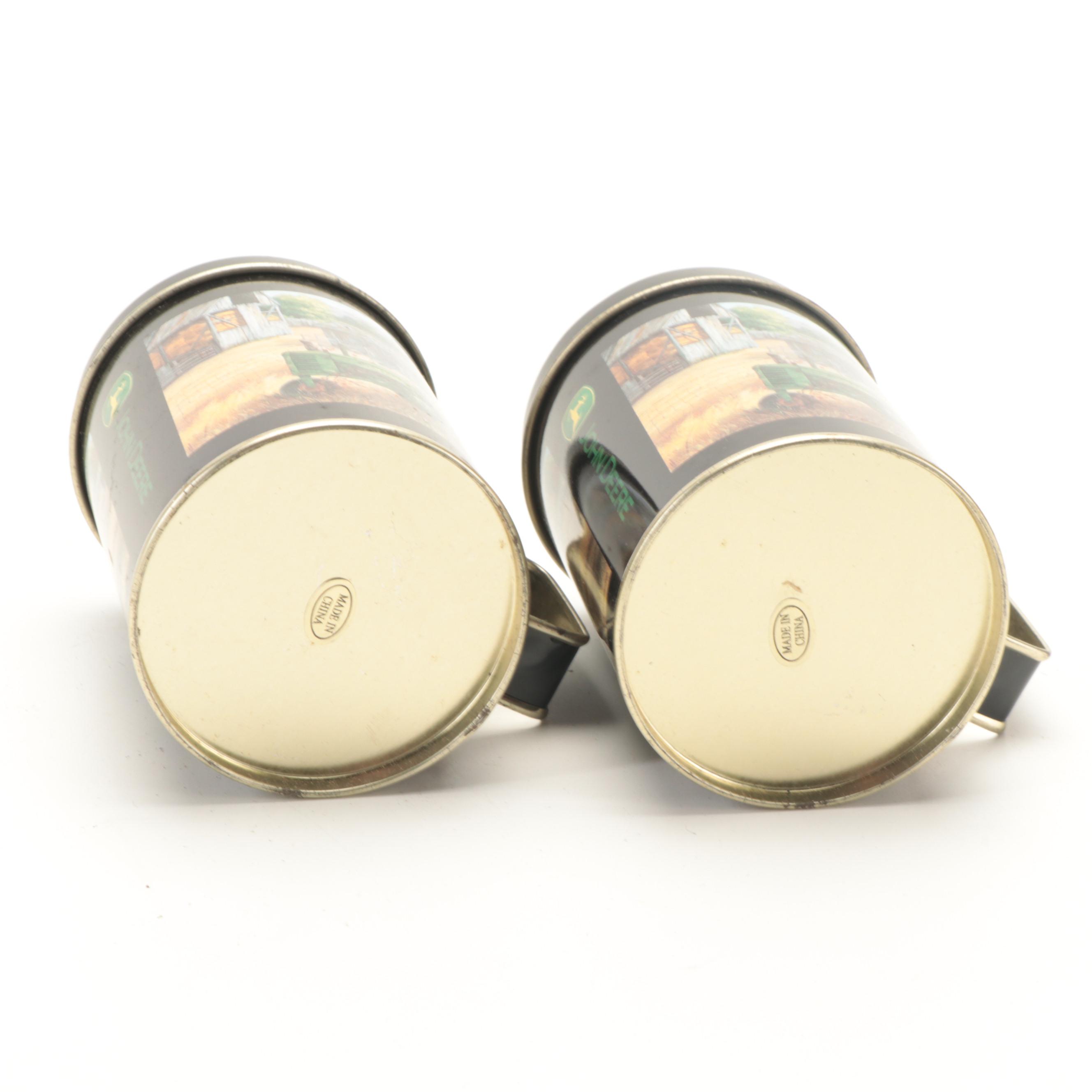 John Deere Tin Litho Boxes with Shakers, Toothpick Dispenser and Wall Clock