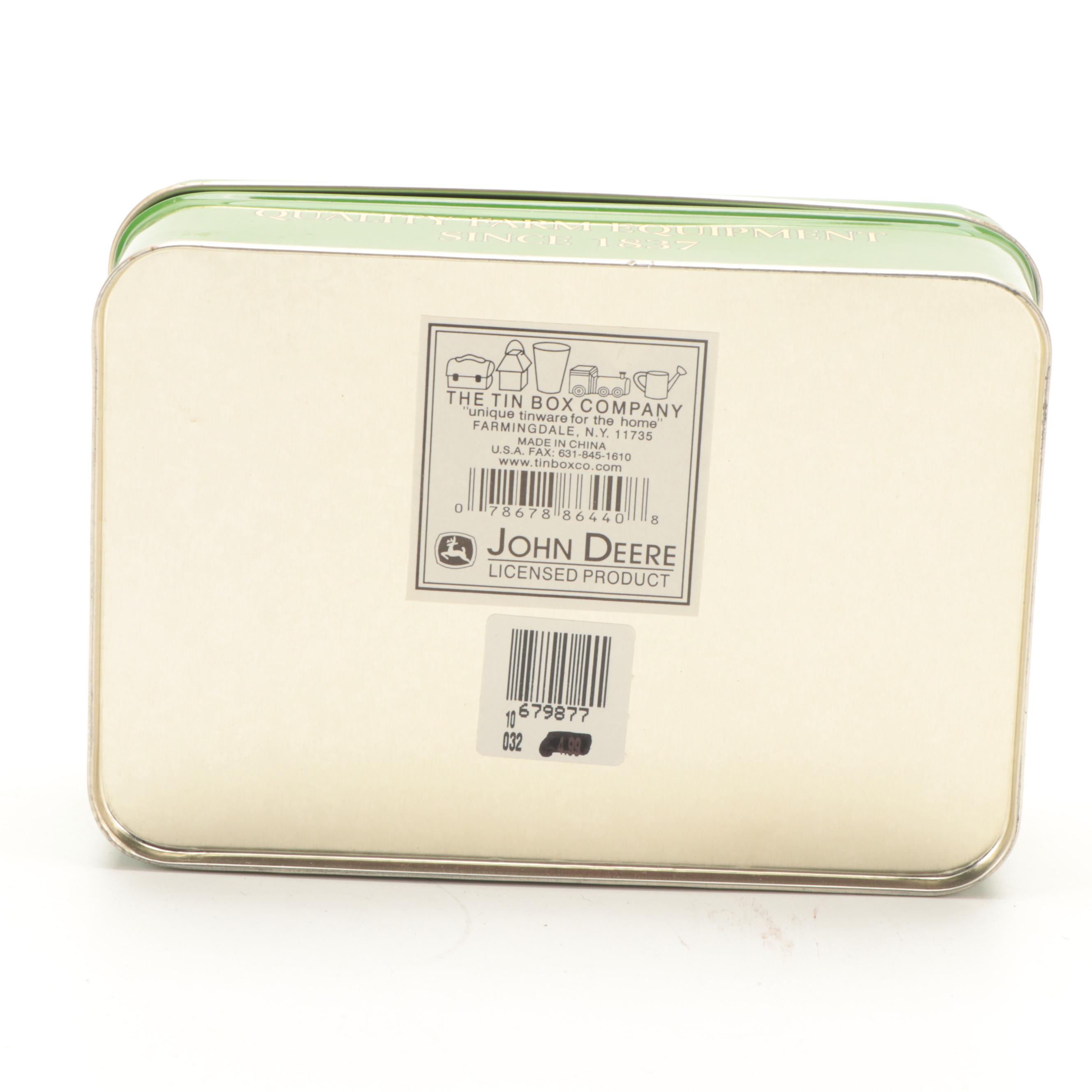 John Deere Tin Litho Boxes with Shakers, Toothpick Dispenser and Wall Clock