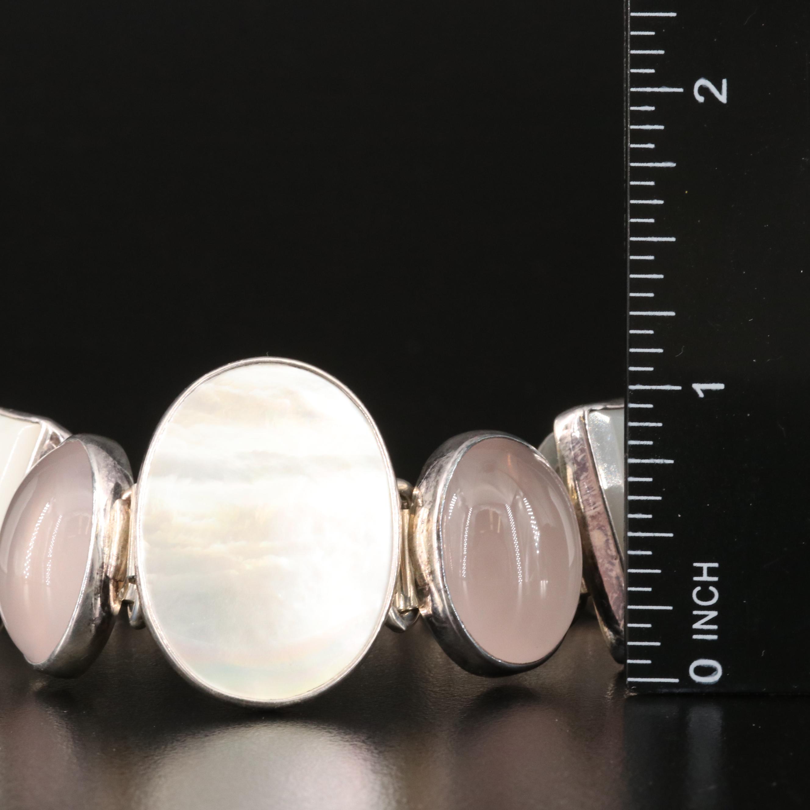 Sterling Bracelets Including Moonstone, Mother-of-Pearl and Obsidian Jewelry