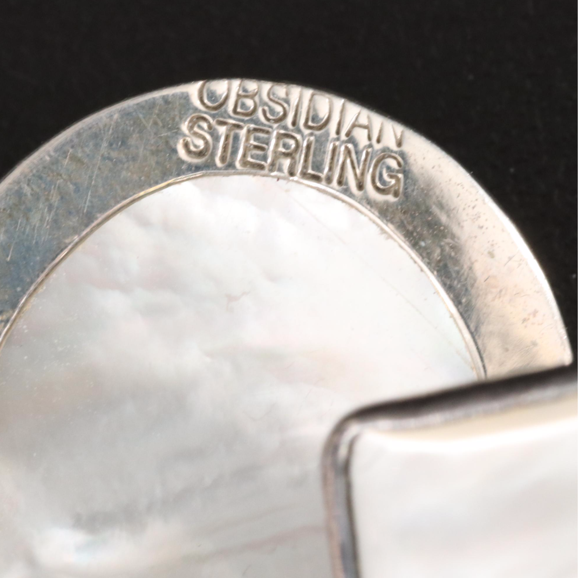 Sterling Bracelets Including Moonstone, Mother-of-Pearl and Obsidian Jewelry