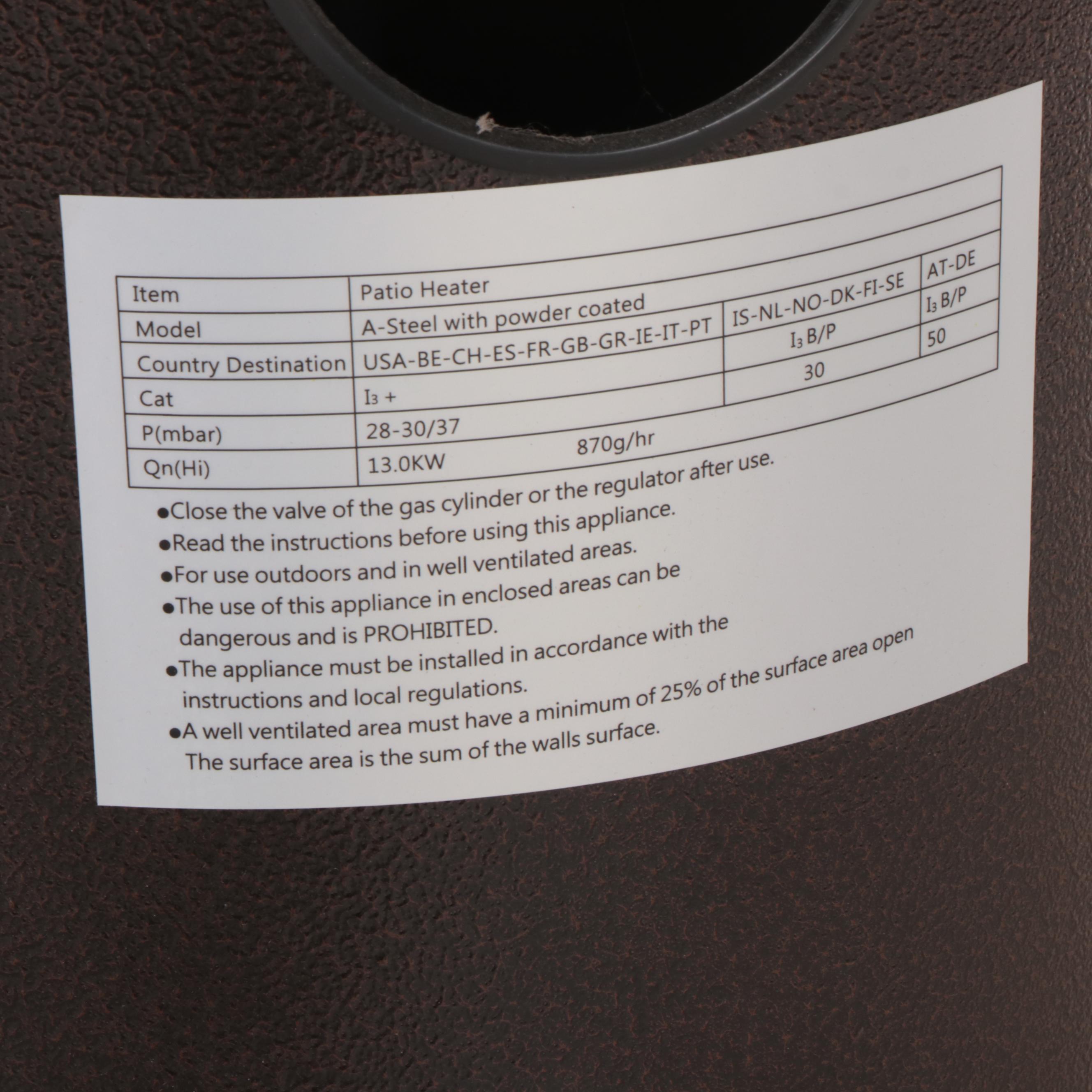 Outdoor A-Steel Propane Patio Heater With Powder Coat