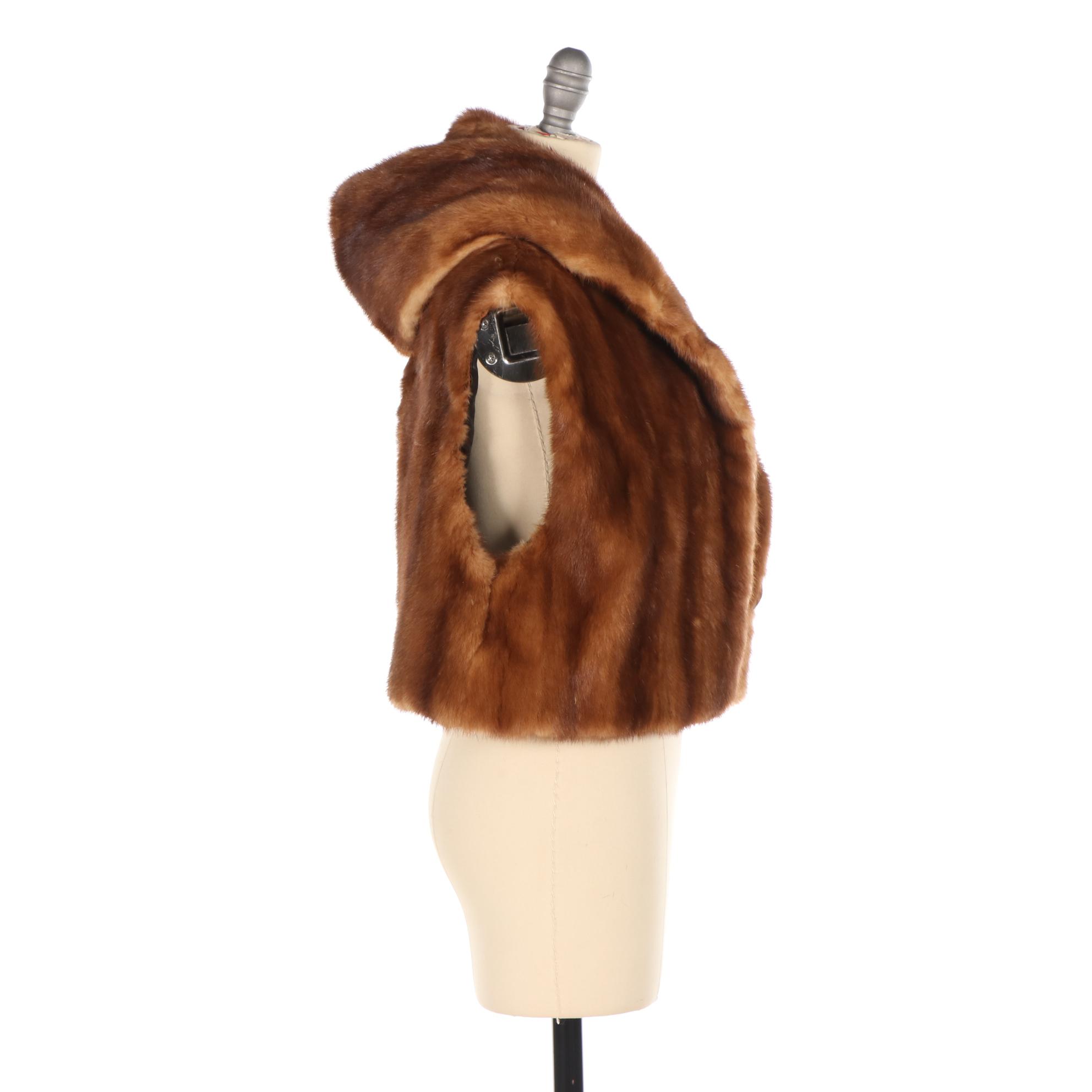 Cropped Mink Fur Vest with Hood
