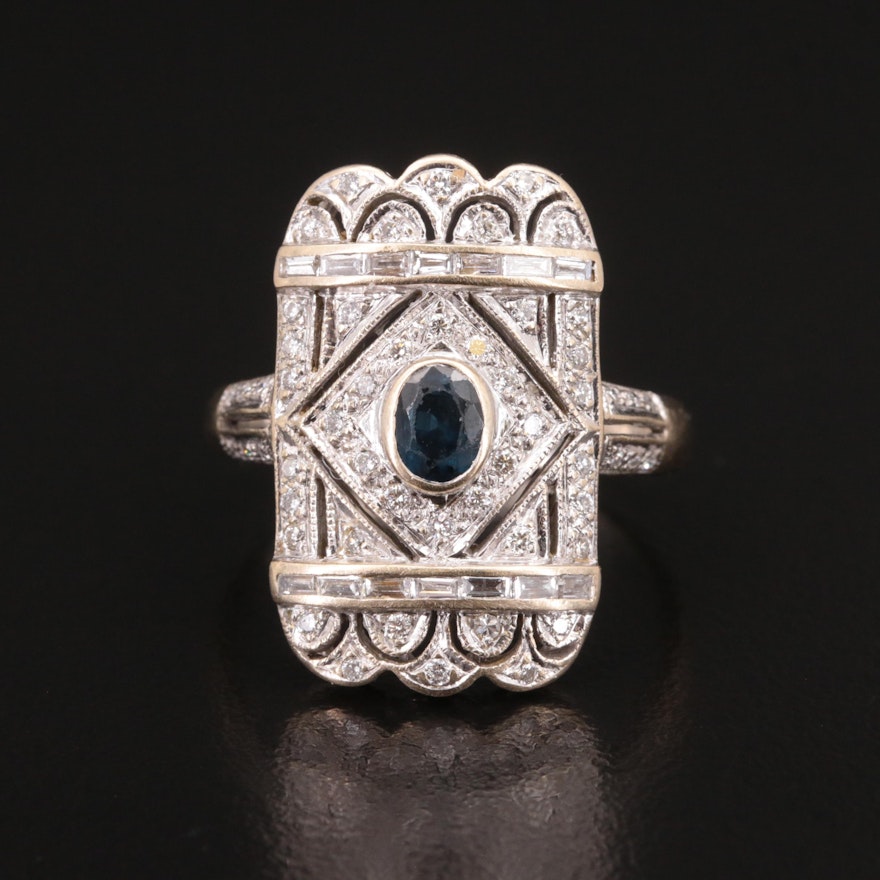 Edwardian 18K Sapphire and Diamond Ring