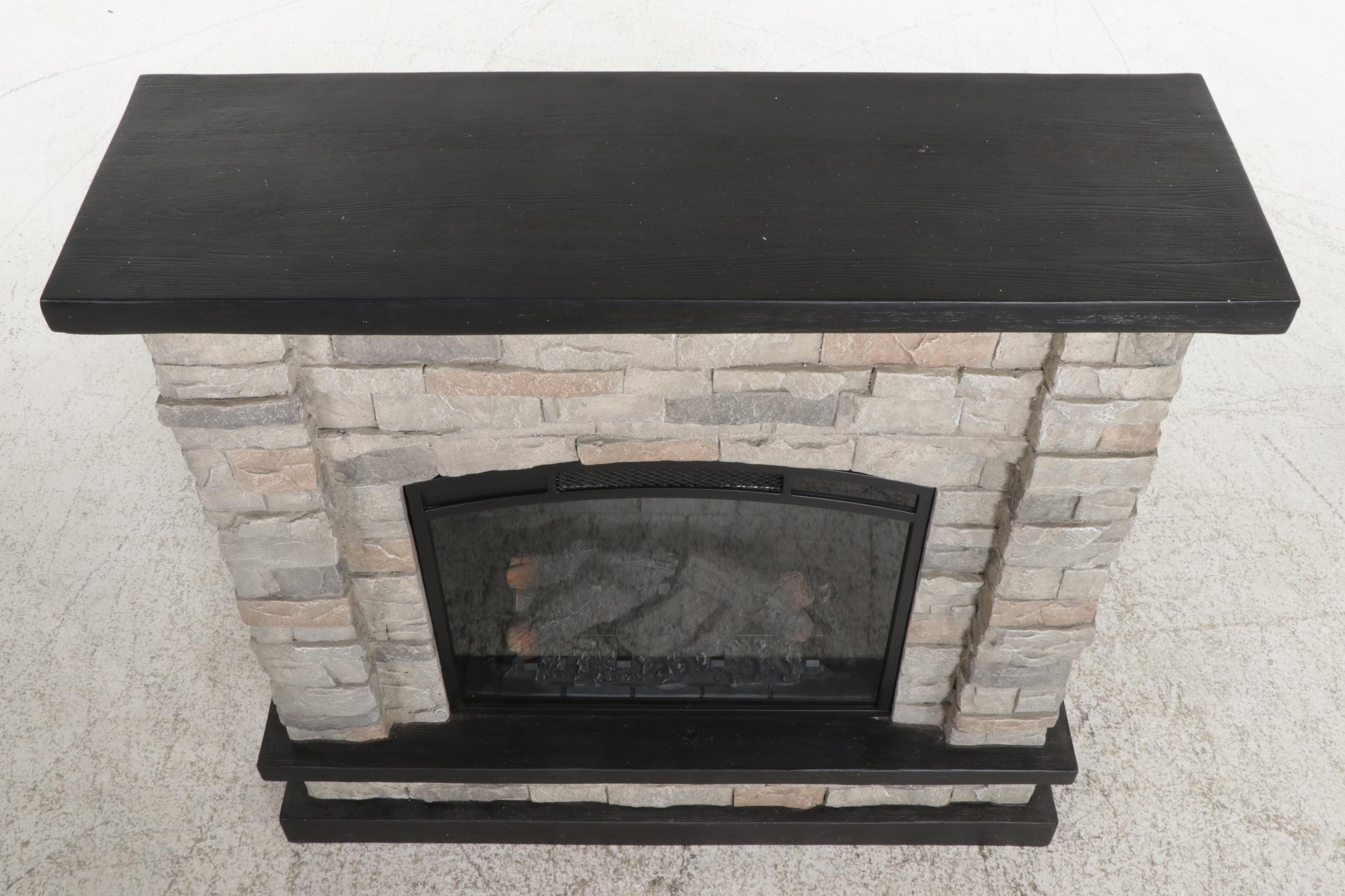Greentouch Home Electric Fireplace with Stone Surround, 21st Century