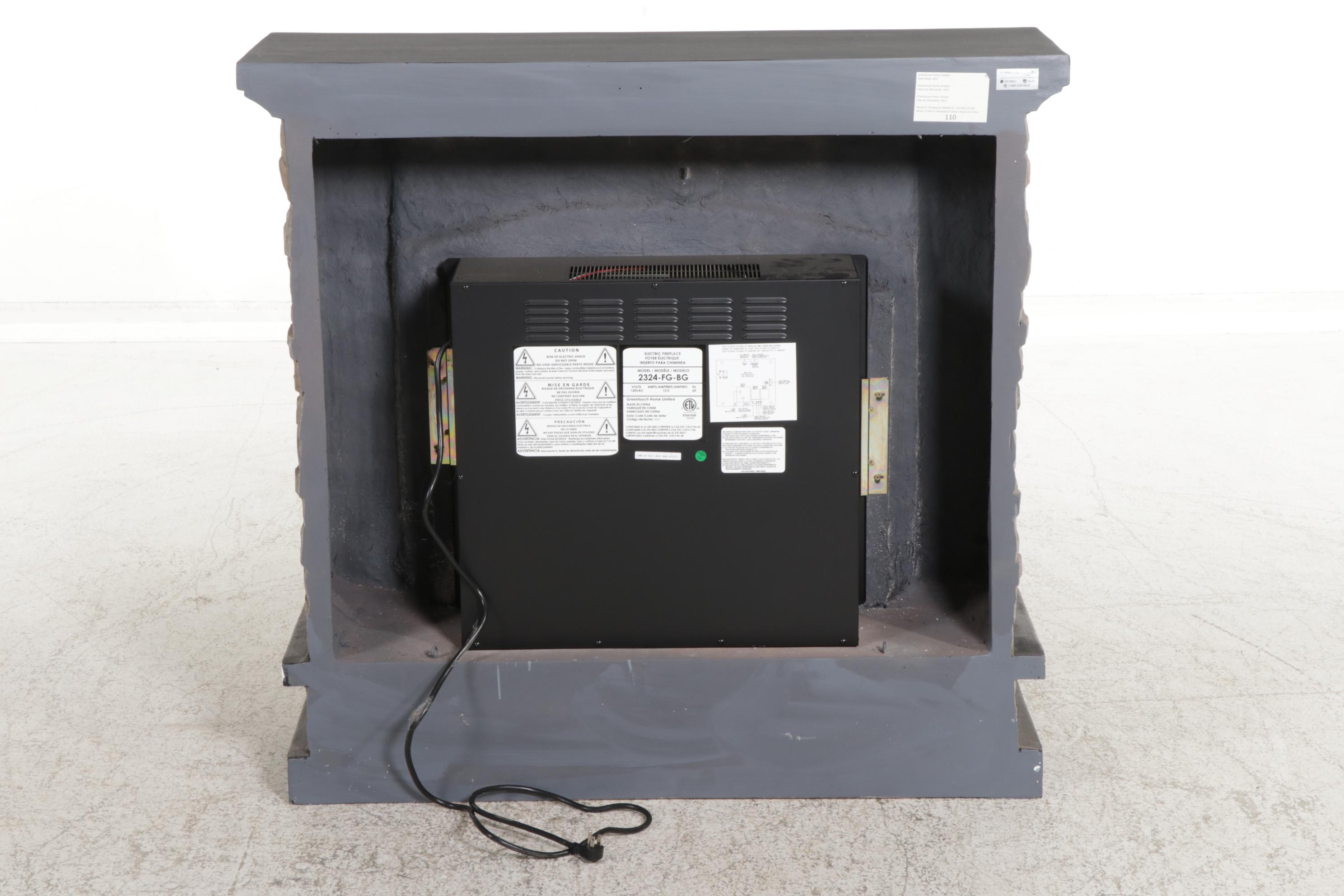 Greentouch Home Electric Fireplace with Stone Surround, 21st Century