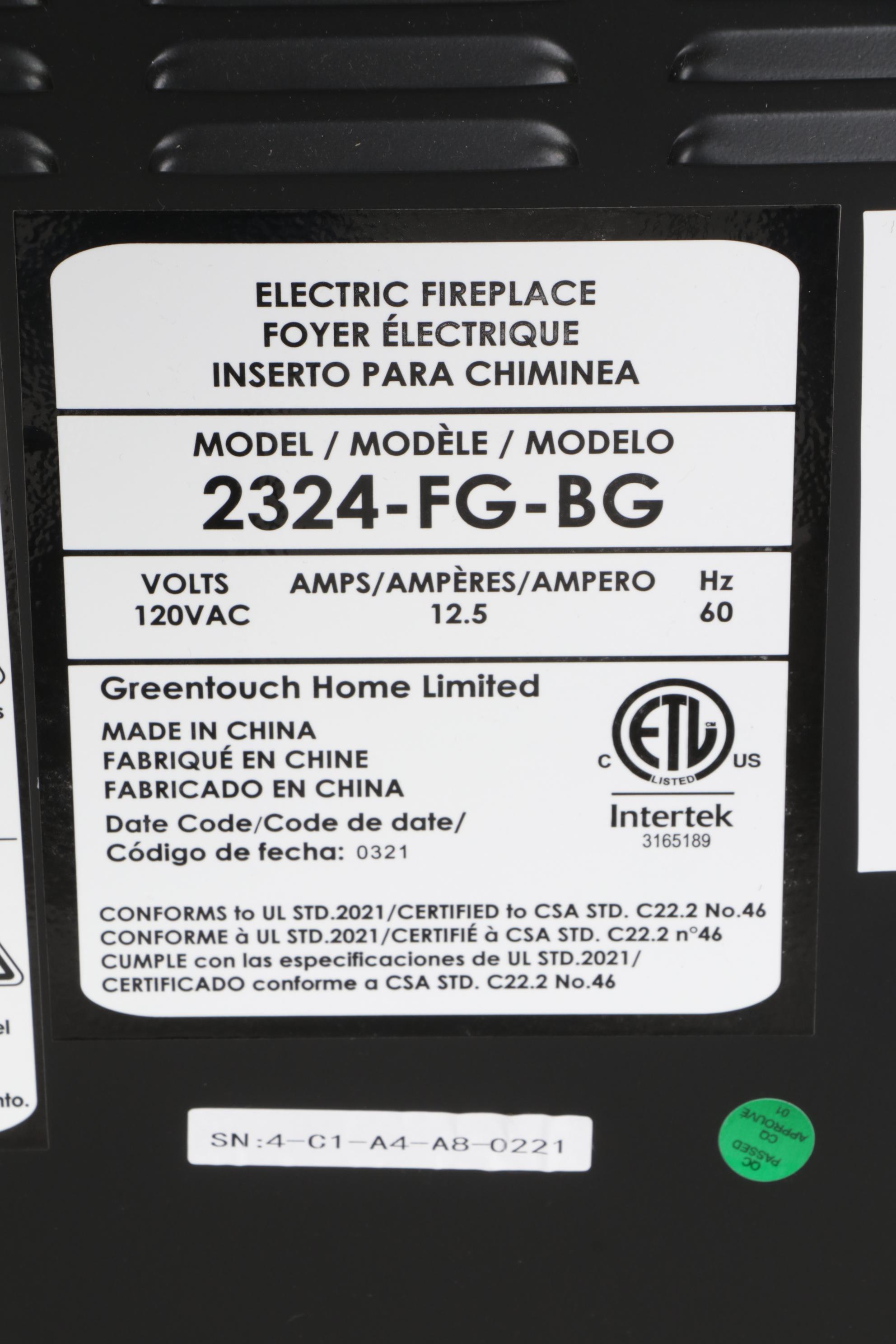 Greentouch Home Electric Fireplace with Stone Surround, 21st Century