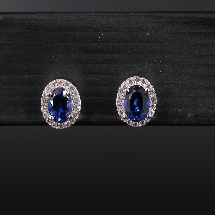 Sterling Silver Sapphire Stud Earrings