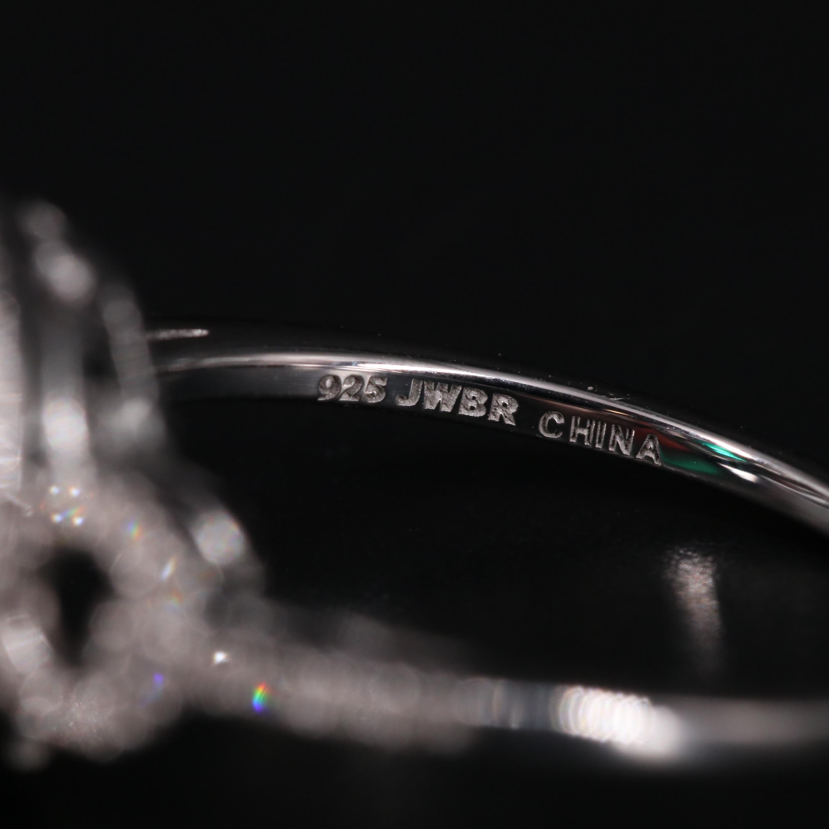 Sterling Silver Emerald and Diamond Ring