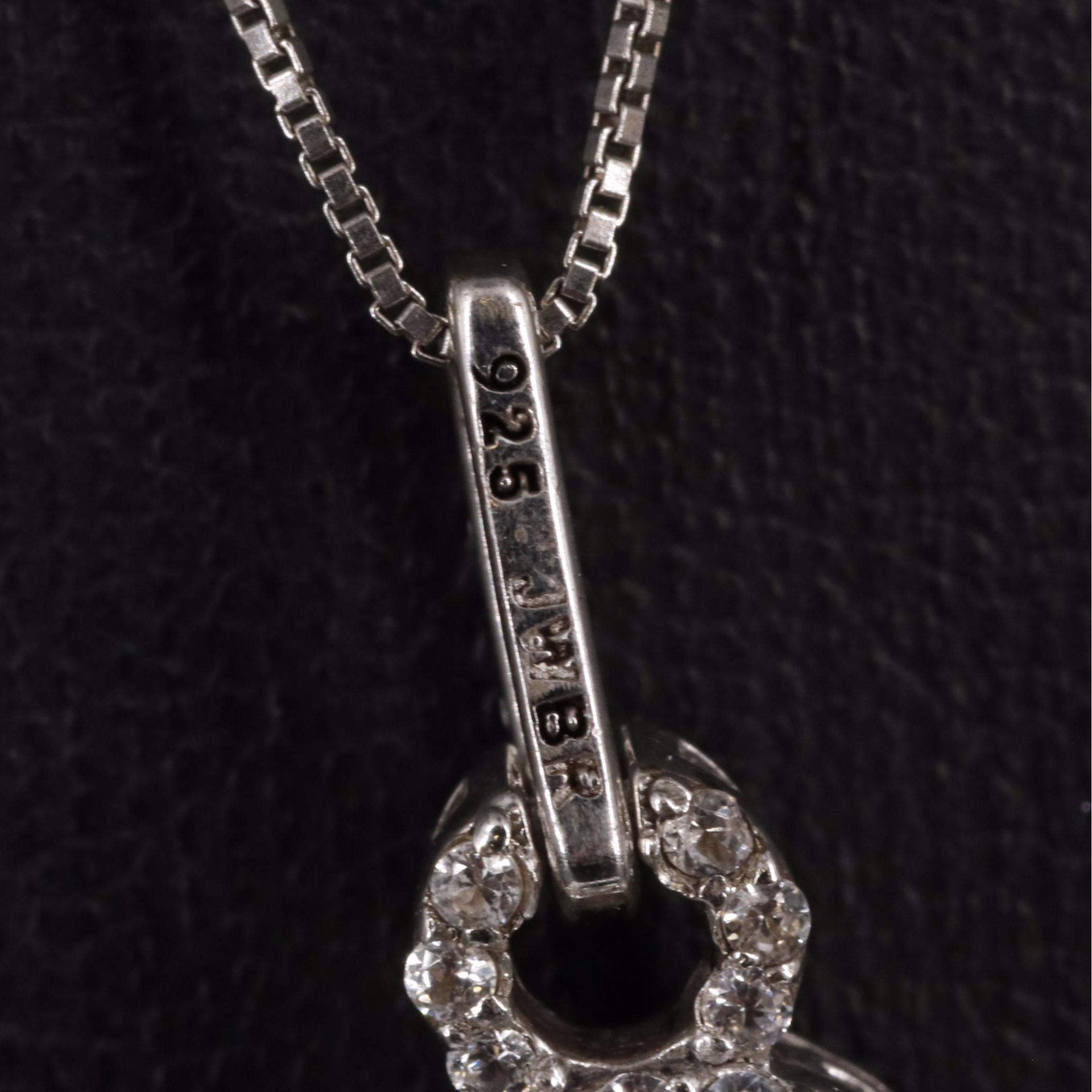 Sterling Silver Emerald and Zircon Necklace