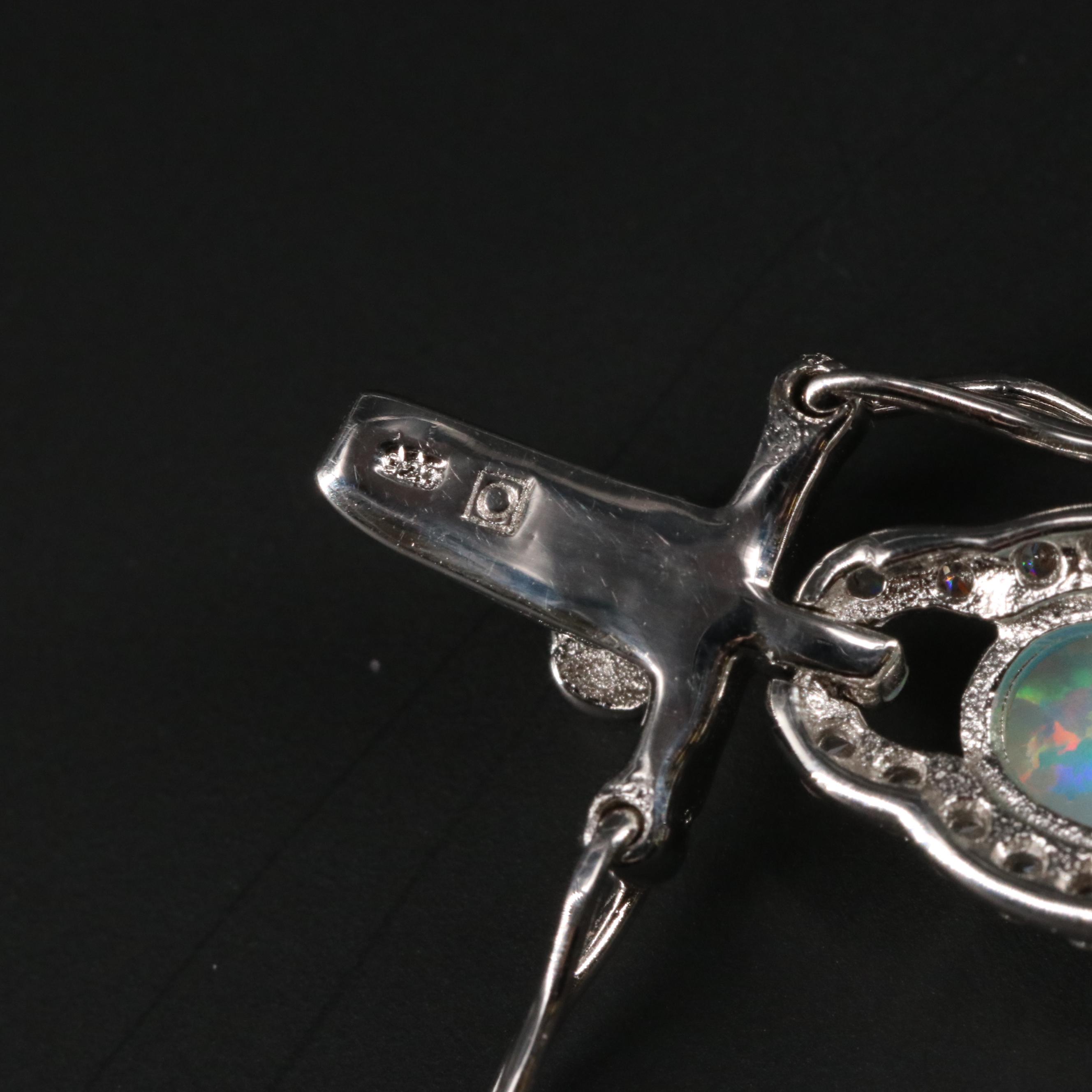 Sterling Silver Opal and Cubic Zirconia Bracelet