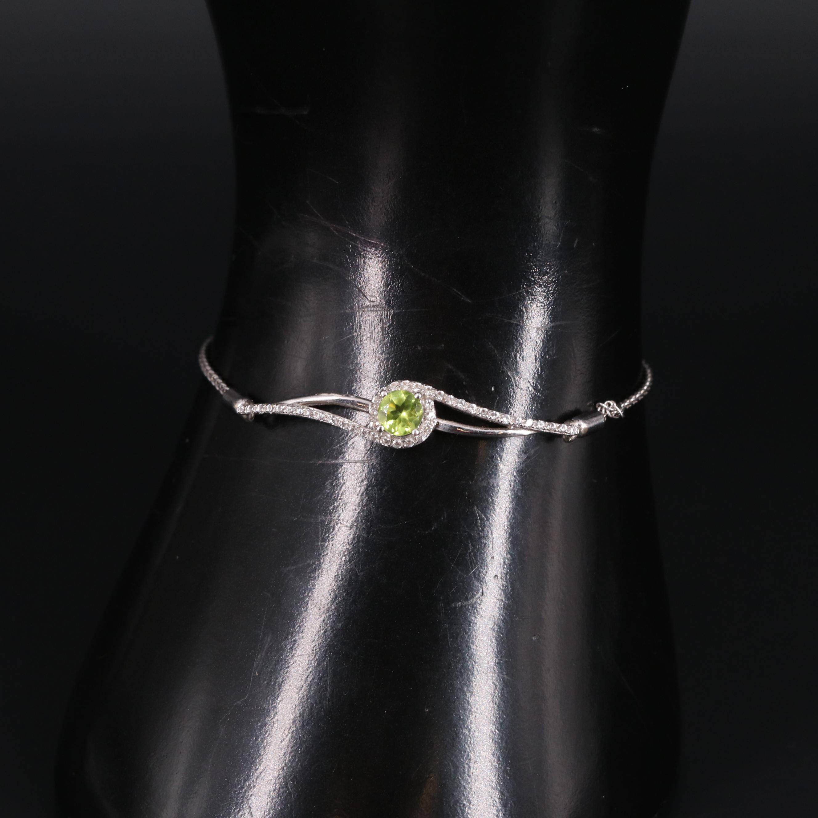 Sterling Silver Peridot and Sapphire Bracelet