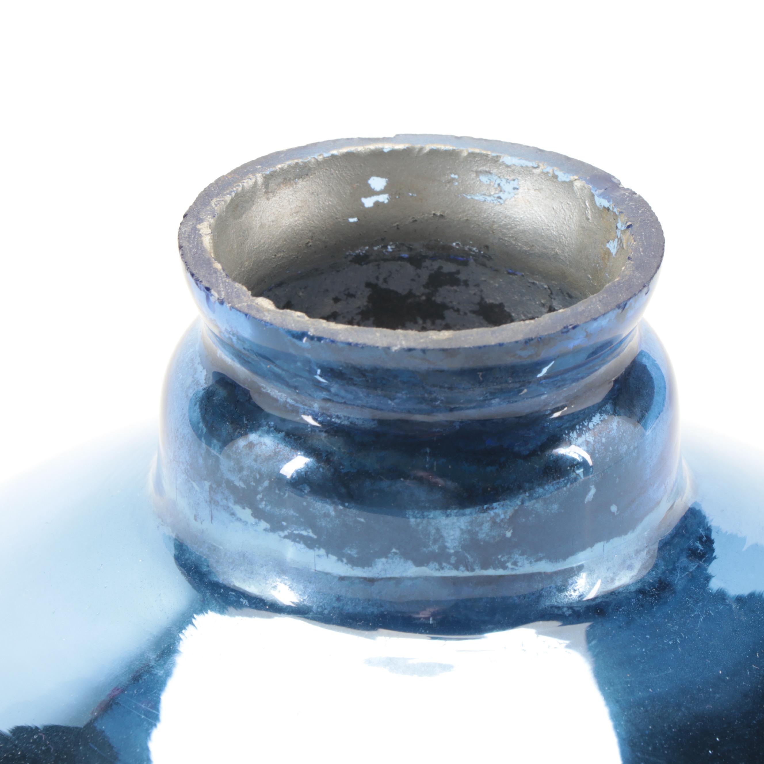 Dimpled Blue Mercury Glass Lamp Shade