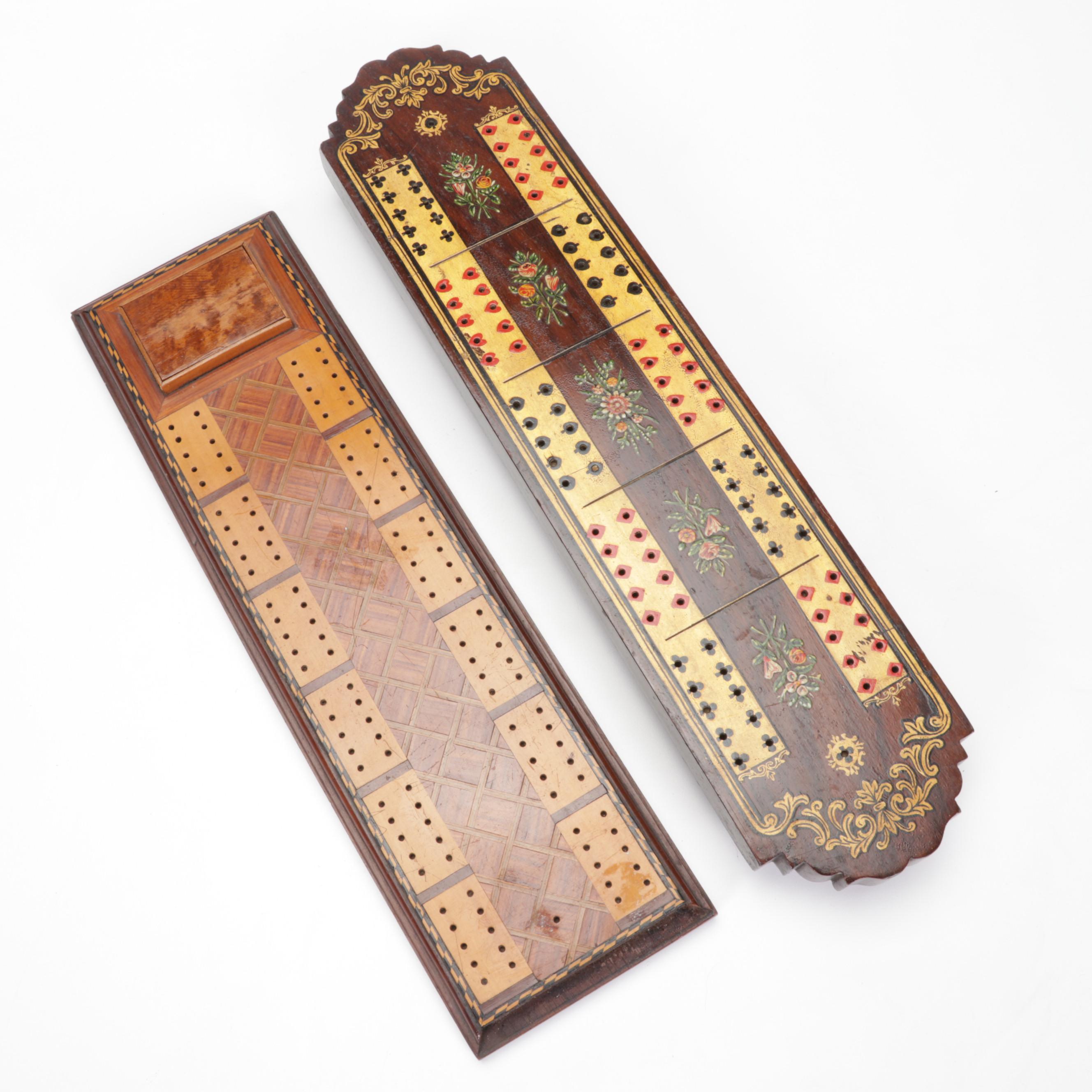 Wood, Marble, and Brass Cribbage Boards