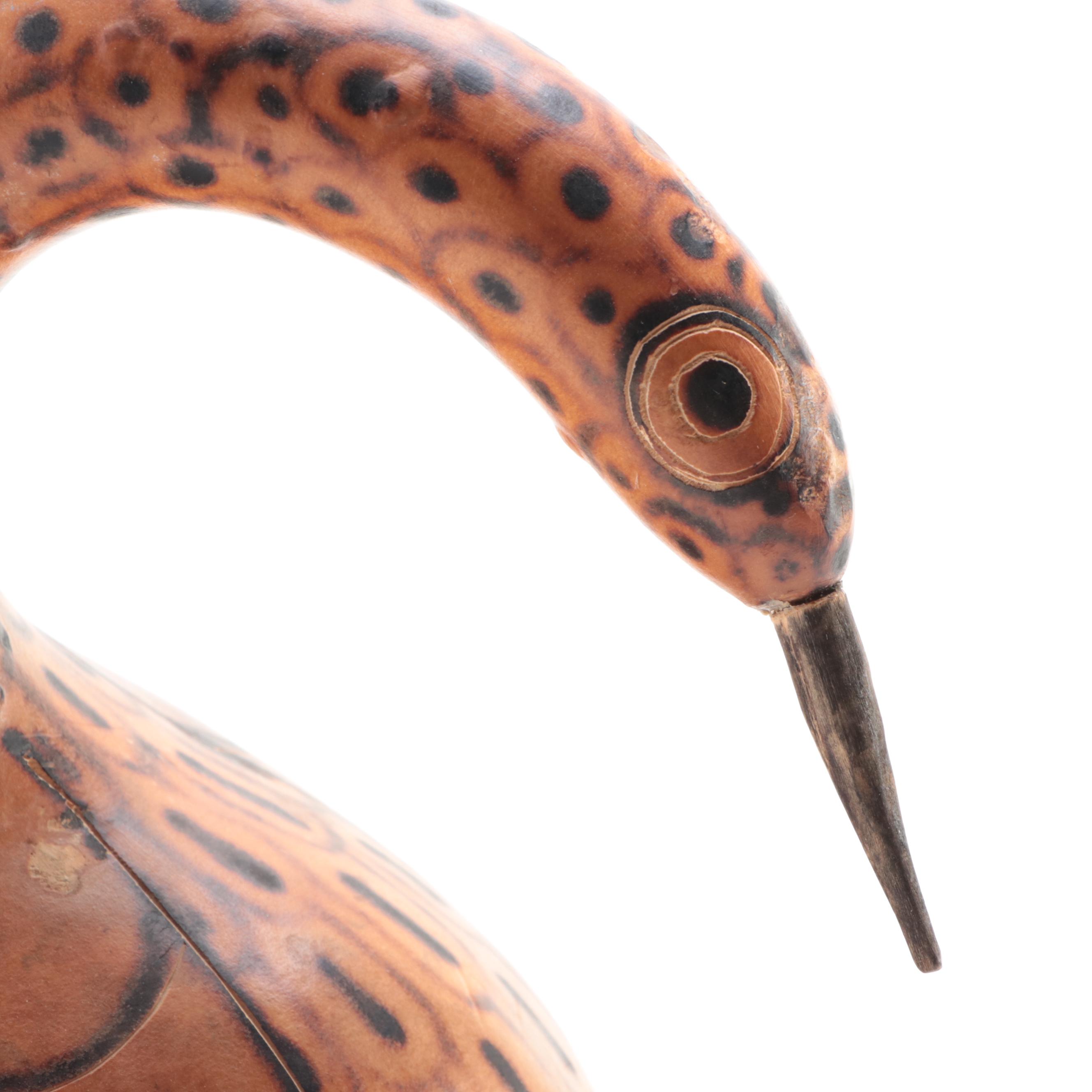 Hand-Painted and Decorated Gourd Bird Figure