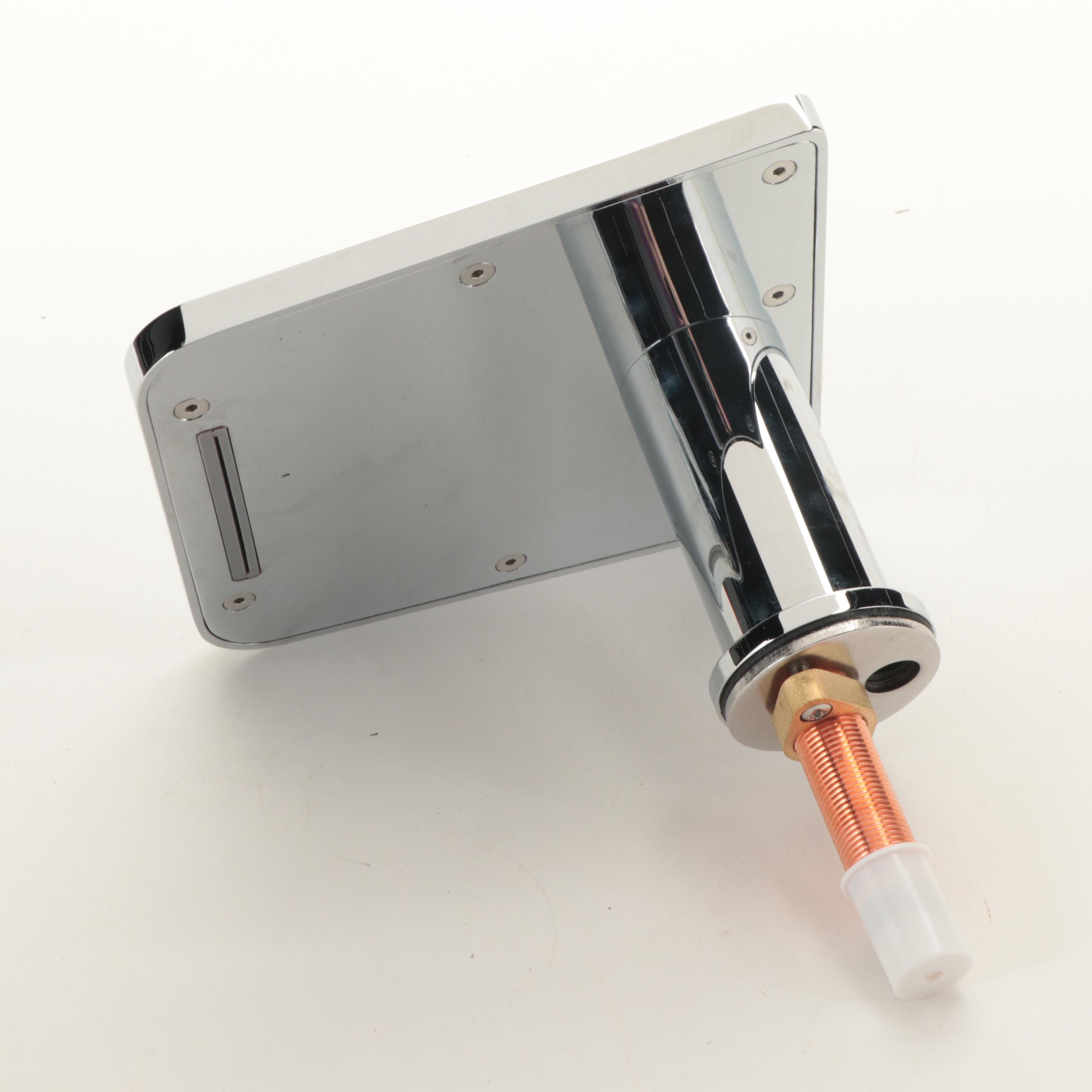 Modernist Chrome Finish Widespread Waterfall Bathroom Faucet with Pop-Up Drain