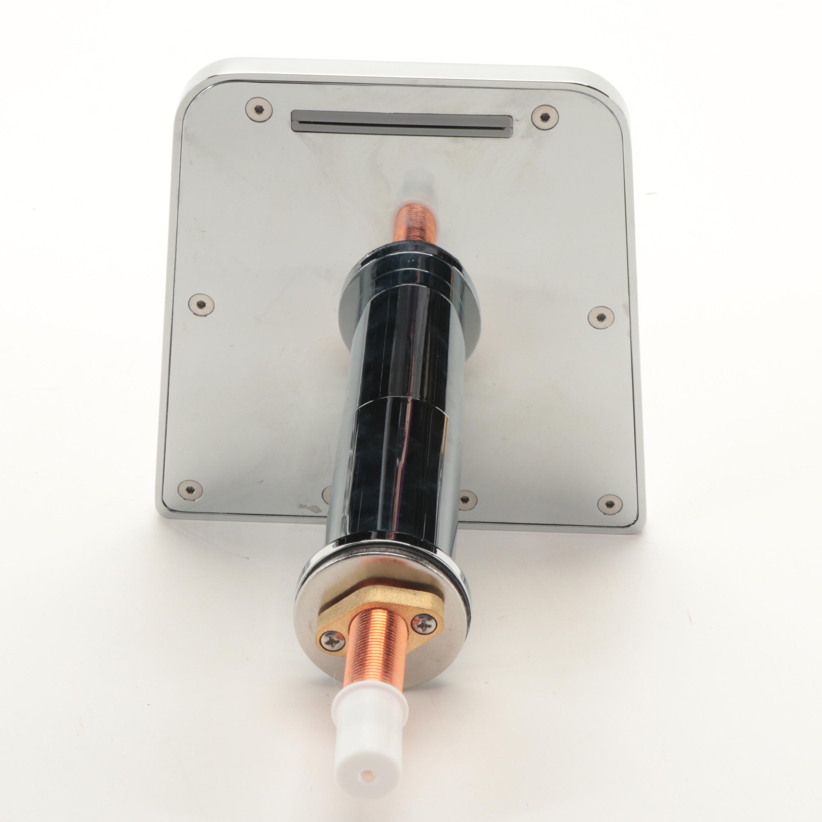 Modernist Chrome Finish Widespread Waterfall Bathroom Faucet with Pop-Up Drain