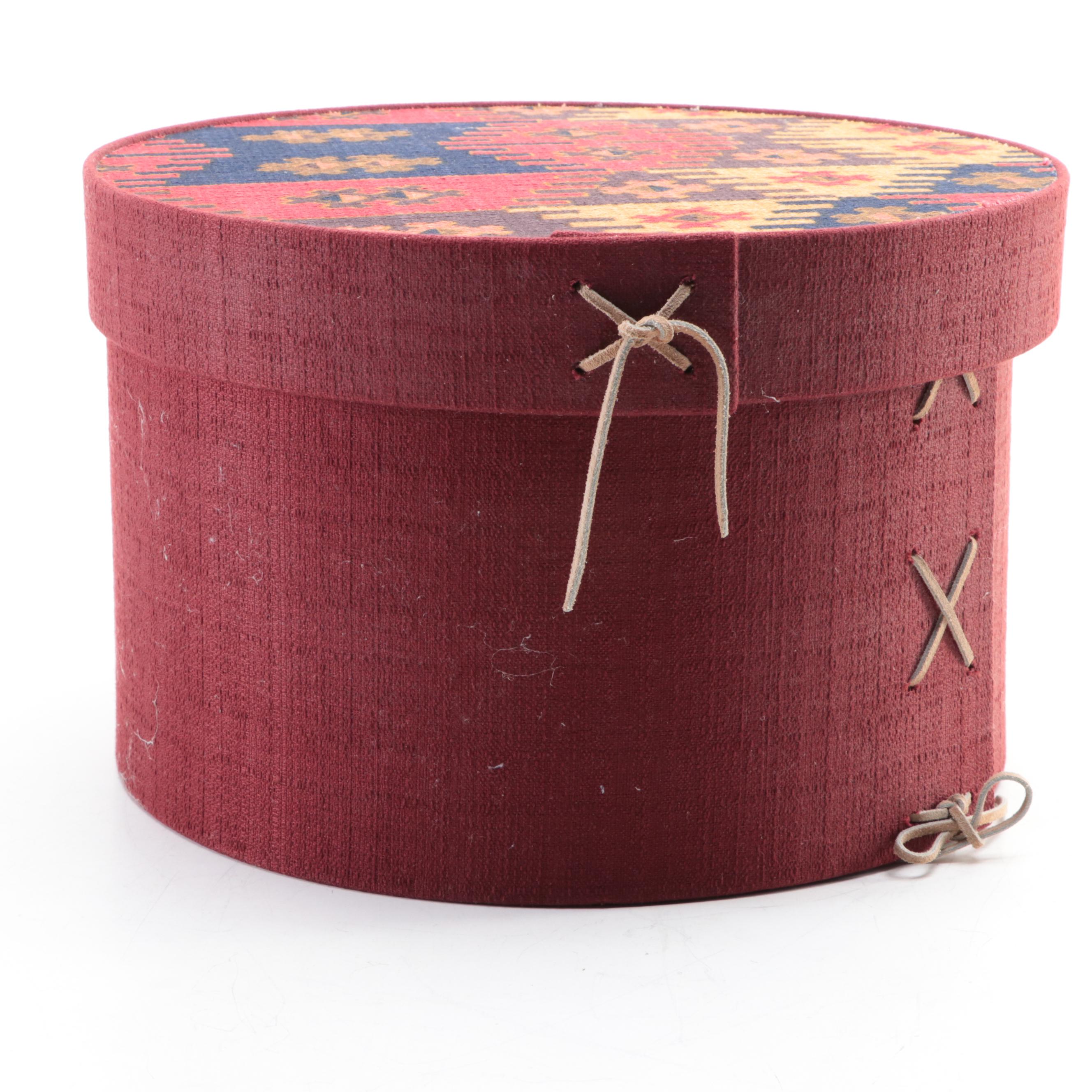 Loose-Weave Southwestern Style Fabric Covered Hat Box