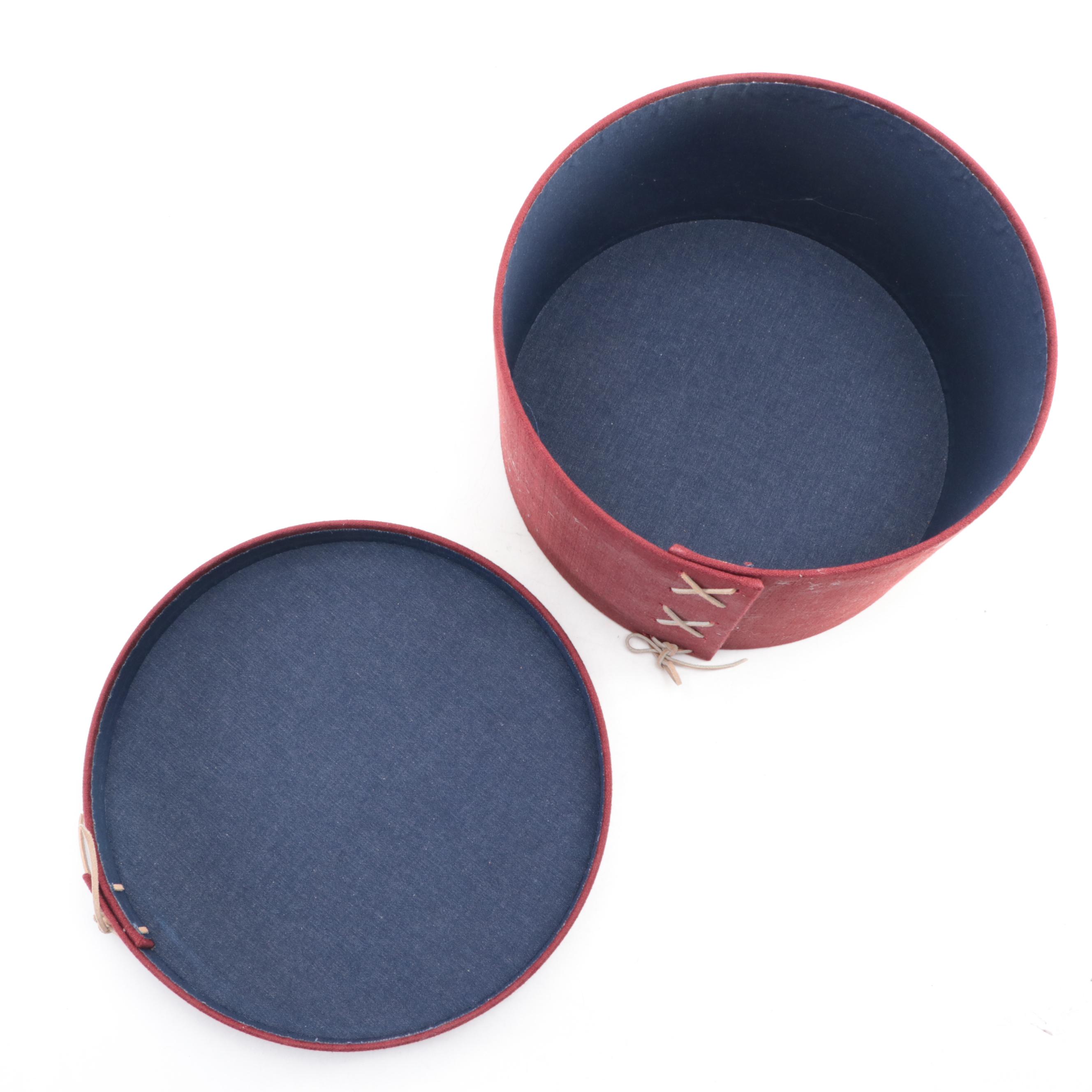 Loose-Weave Southwestern Style Fabric Covered Hat Box