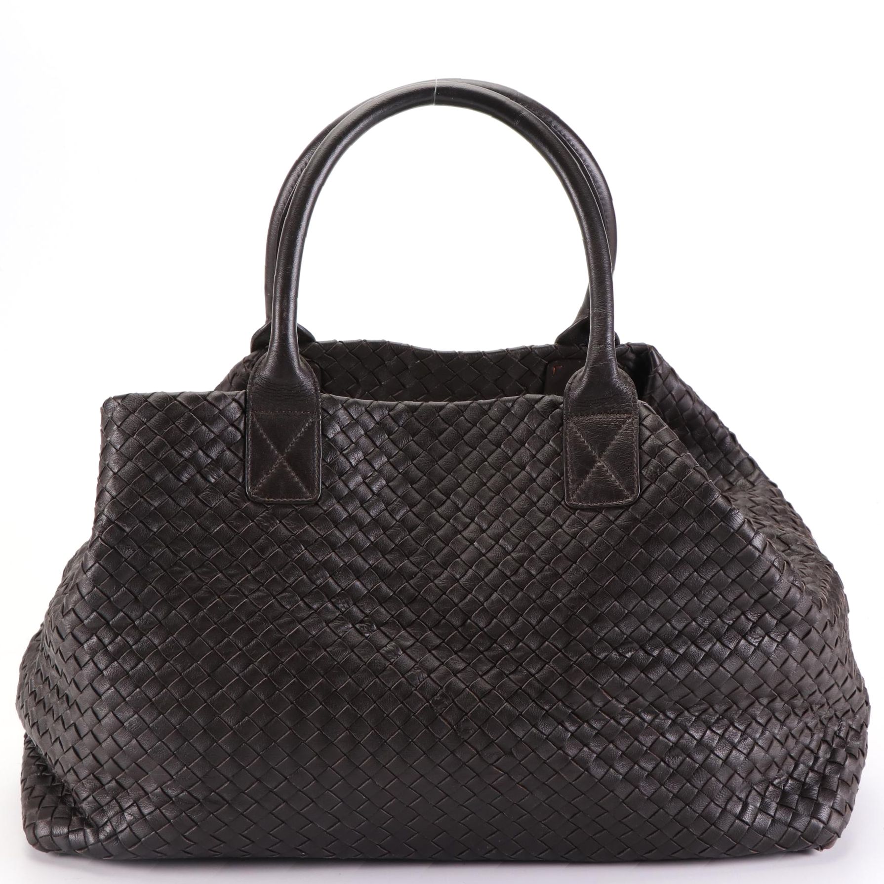 Large Tote in Dark Brown Woven Leather