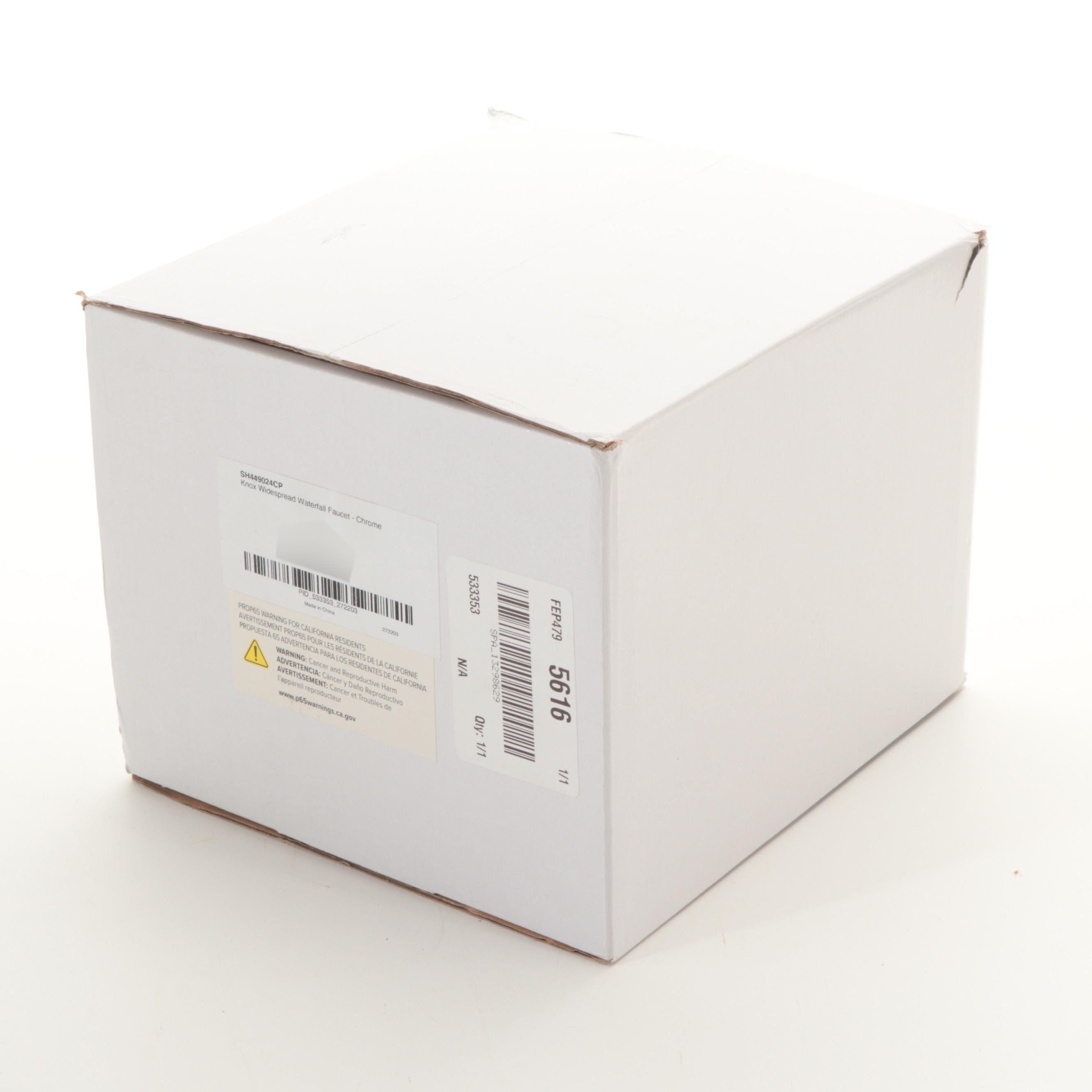 Modernist Chrome Finish Widespread Waterfall Bathroom Faucet with Pop-Up Drain