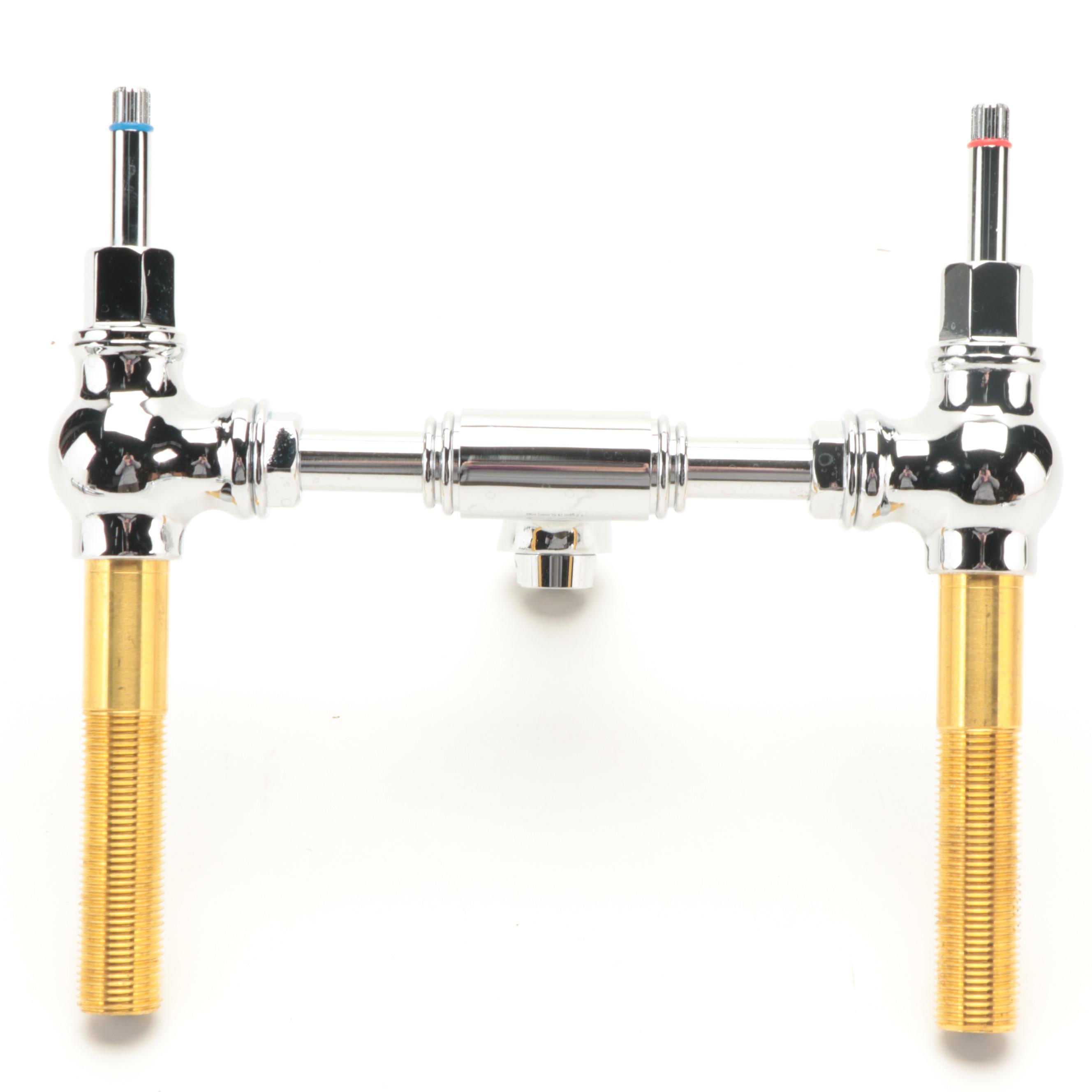 Chrome Finish Bridge Bathroom Faucet with Pop-Up Drain