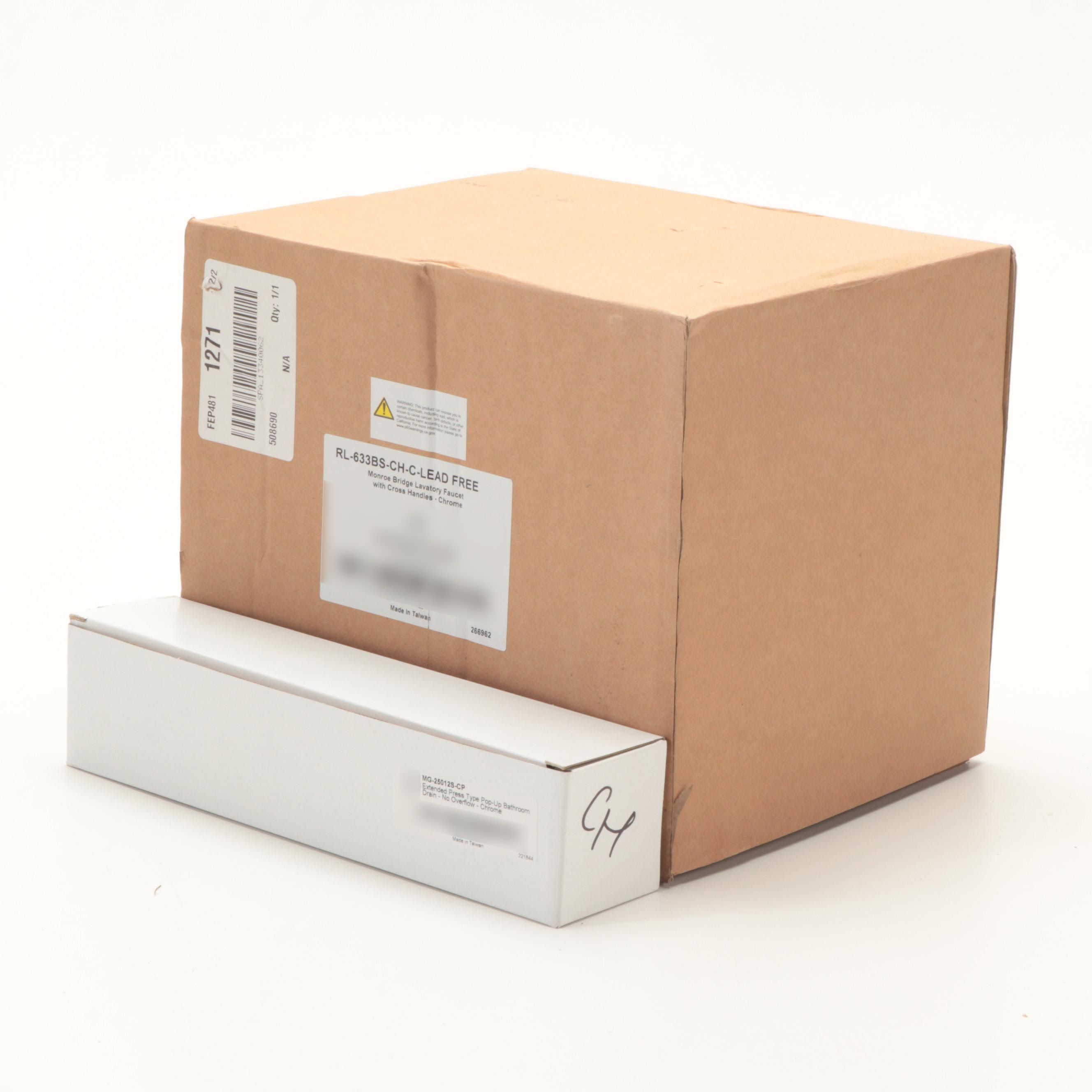 Chrome Finish Bridge Bathroom Faucet with Pop-Up Drain