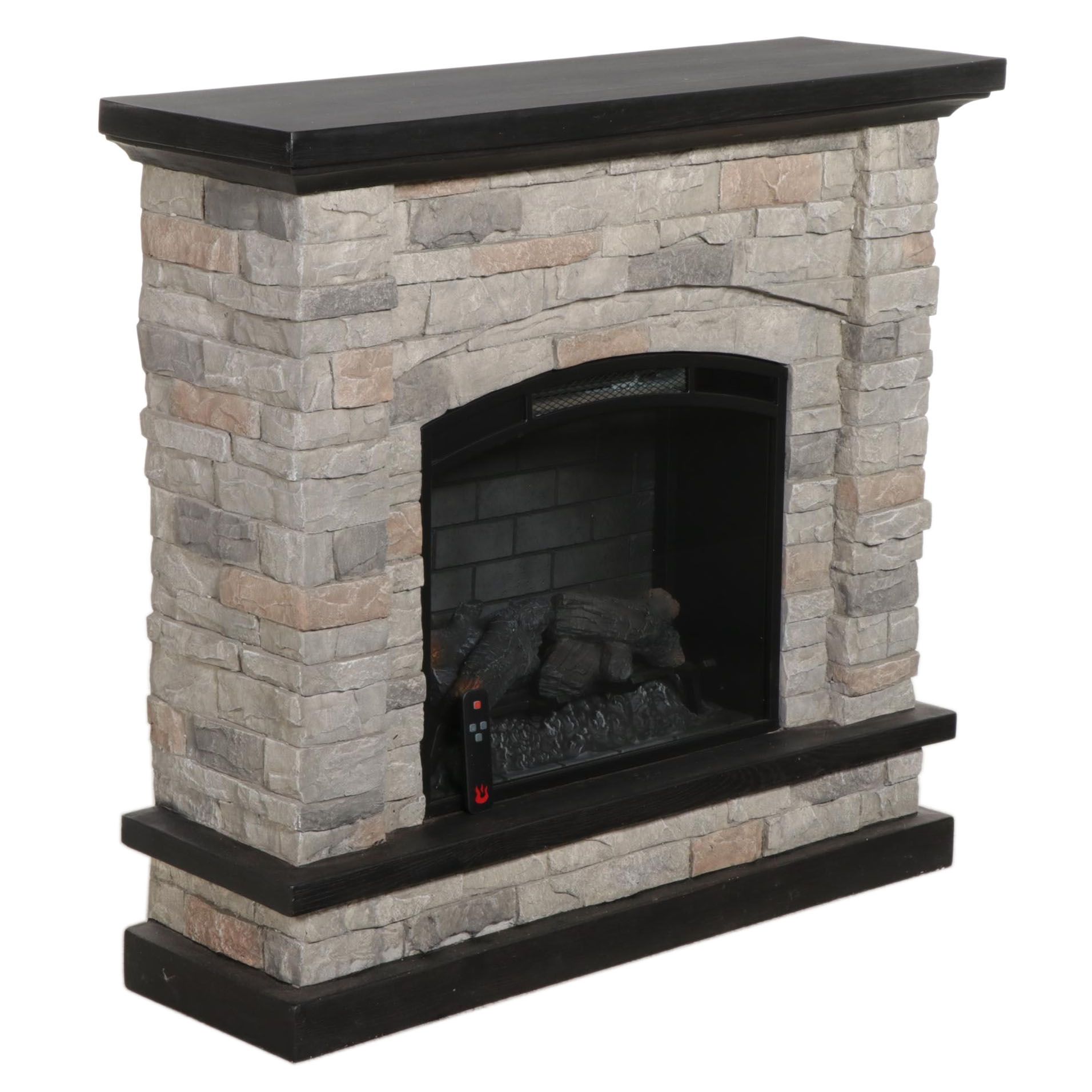 Greentouch Home Electric Fireplace with Stone Surround, 21st Century
