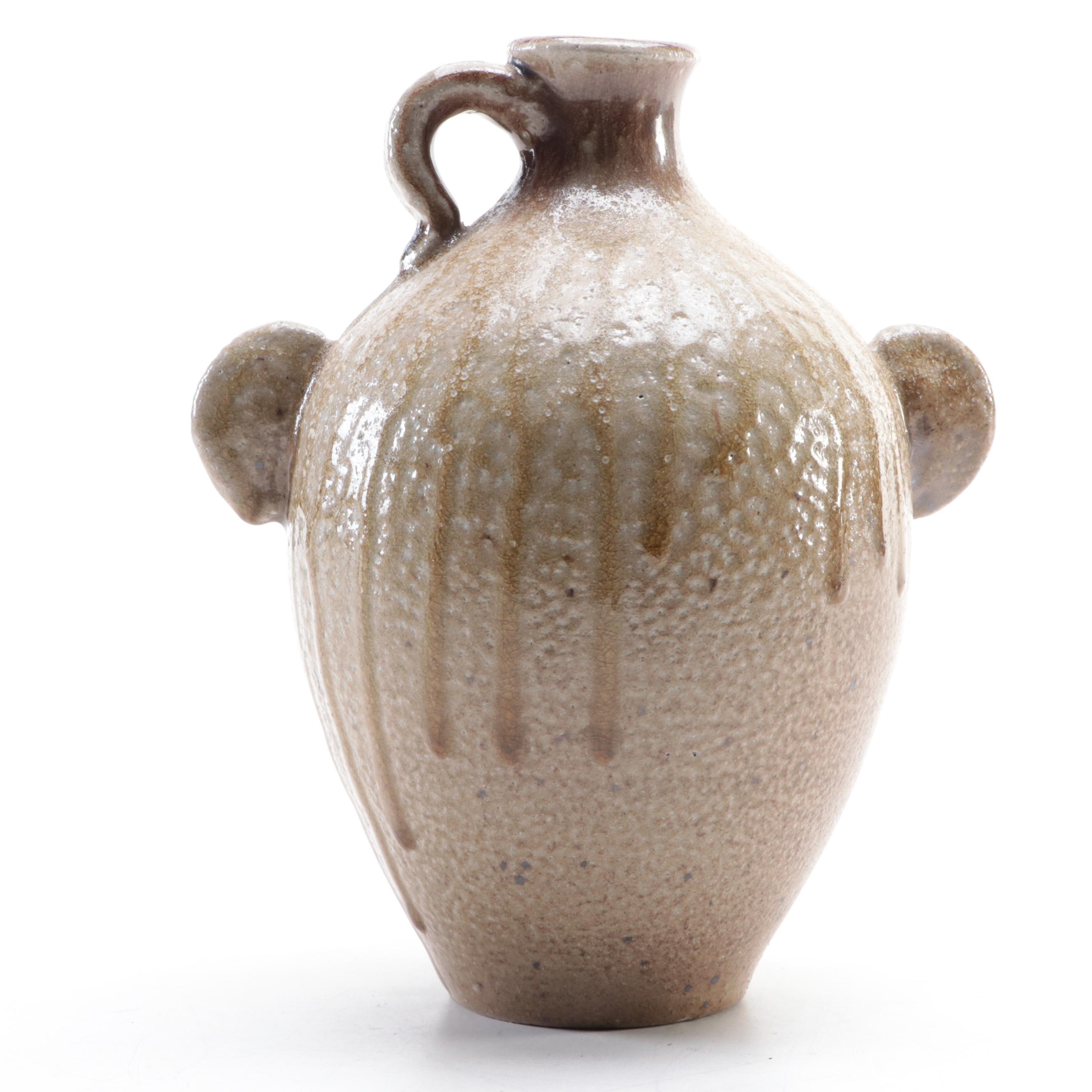 Lion's Den Pottery Glazed Stoneware Face Jug, 2003