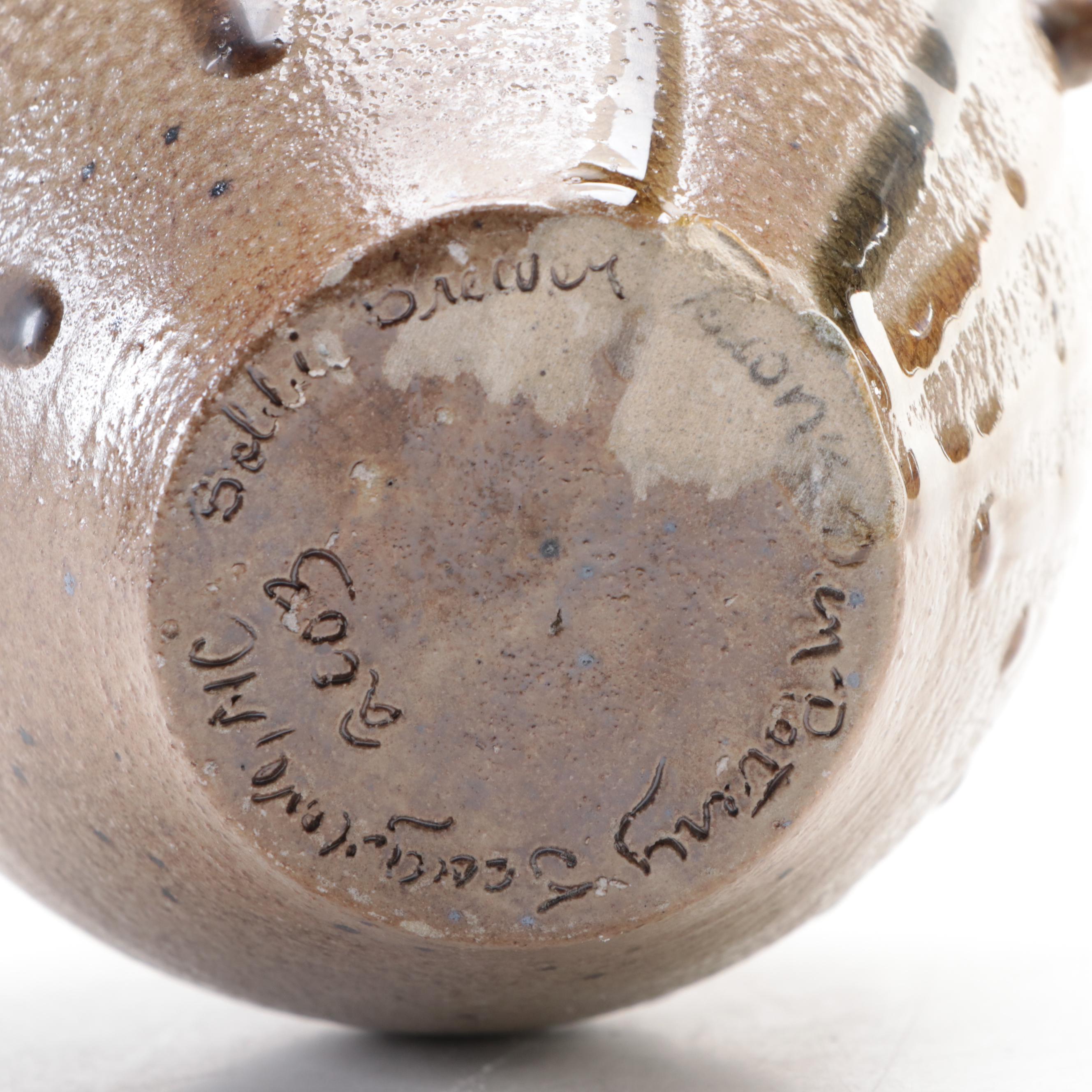 Lion's Den Pottery Glazed Stoneware Face Jug, 2003