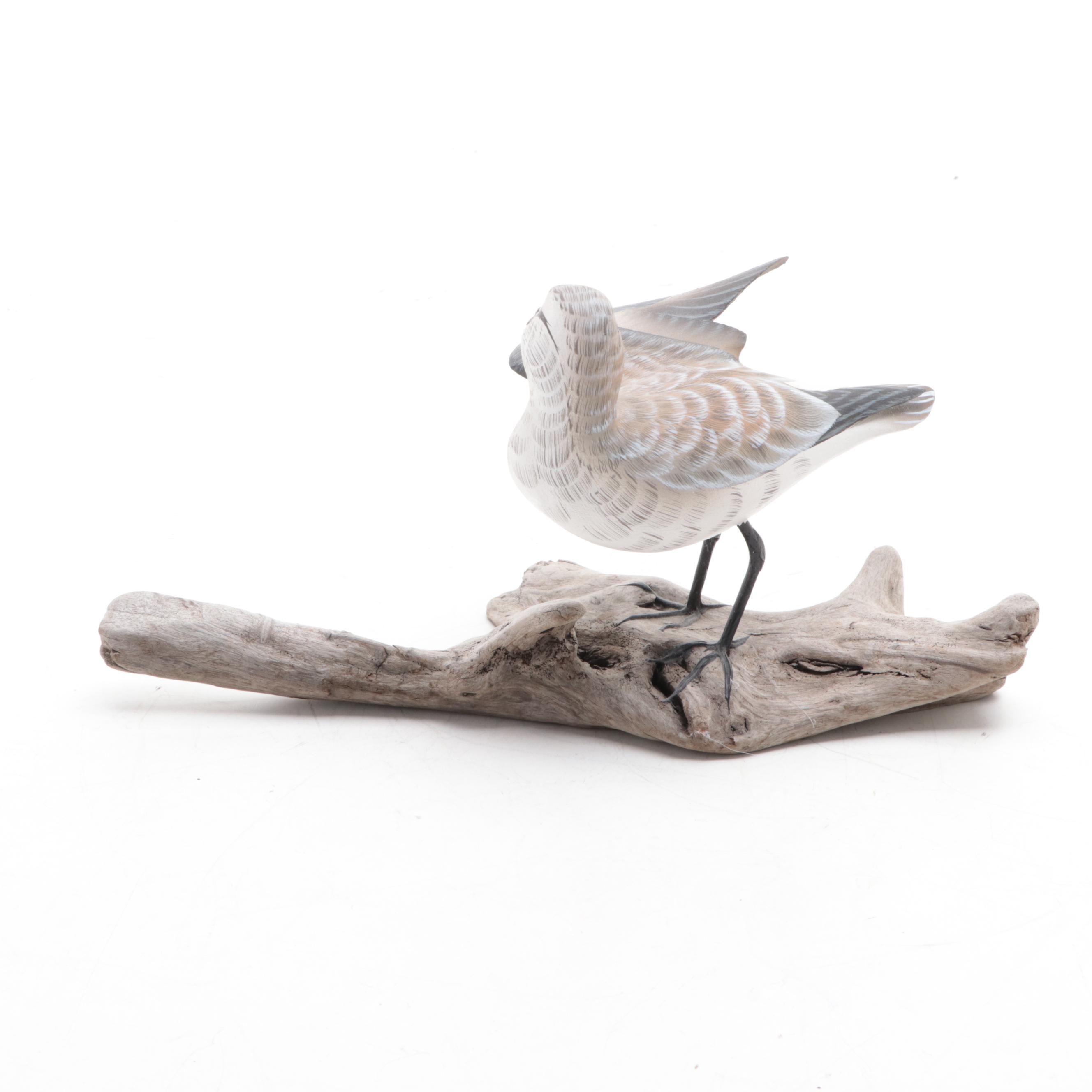 Curtis W. Waterfield Signed "Sanderling" Wooden Figurine, 2006