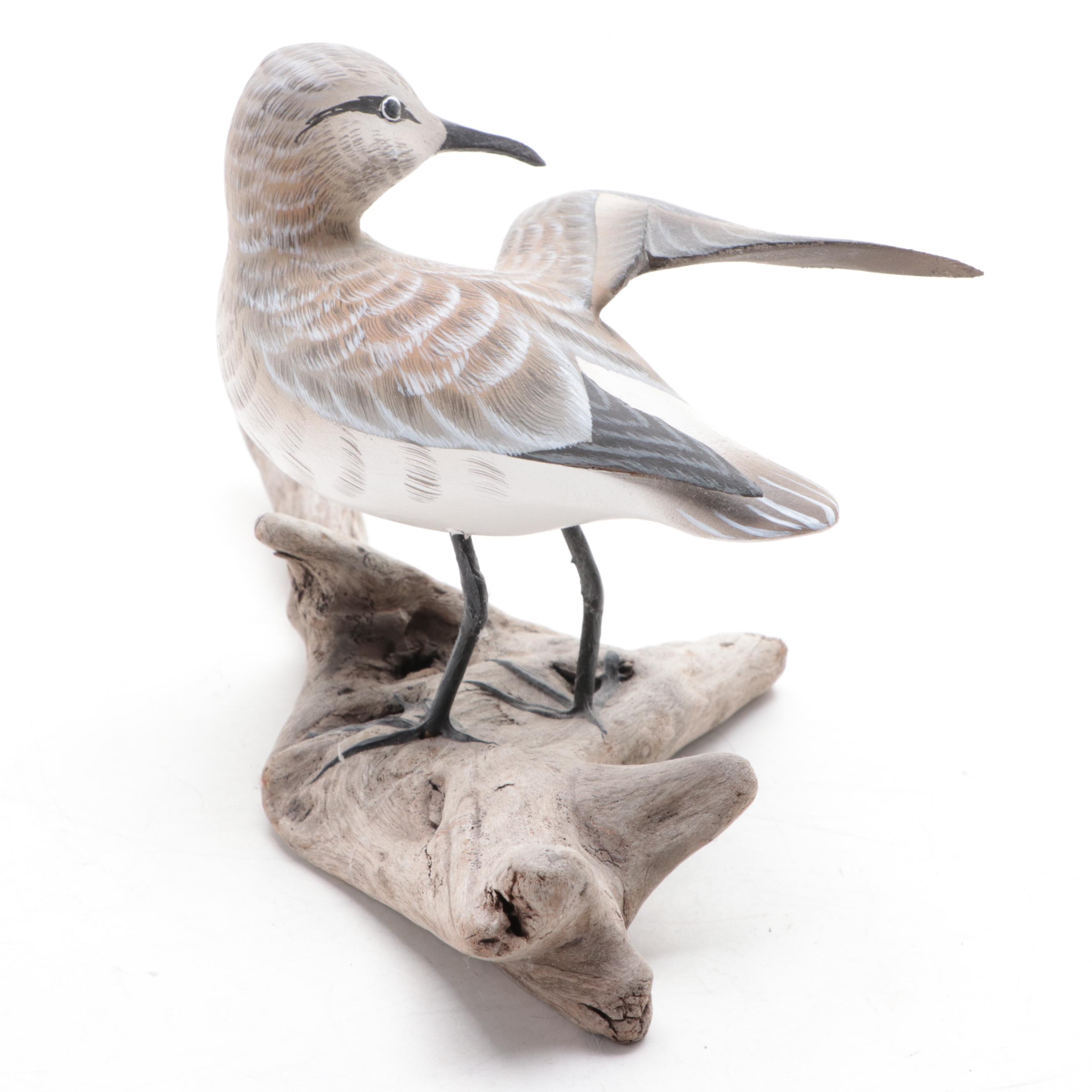 Curtis W. Waterfield Signed "Sanderling" Wooden Figurine, 2006