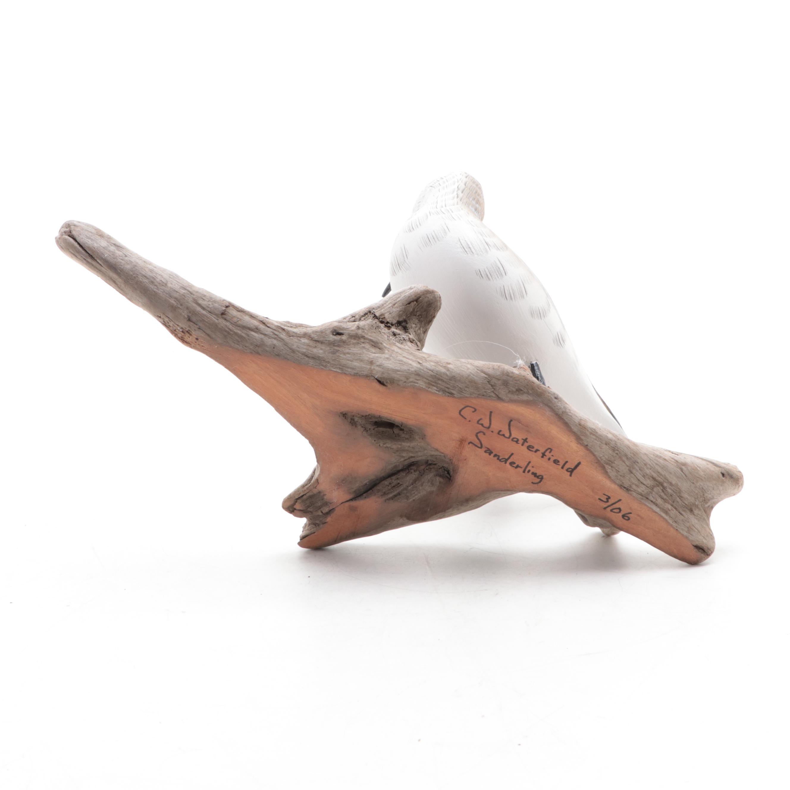 Curtis W. Waterfield Signed "Sanderling" Wooden Figurine, 2006