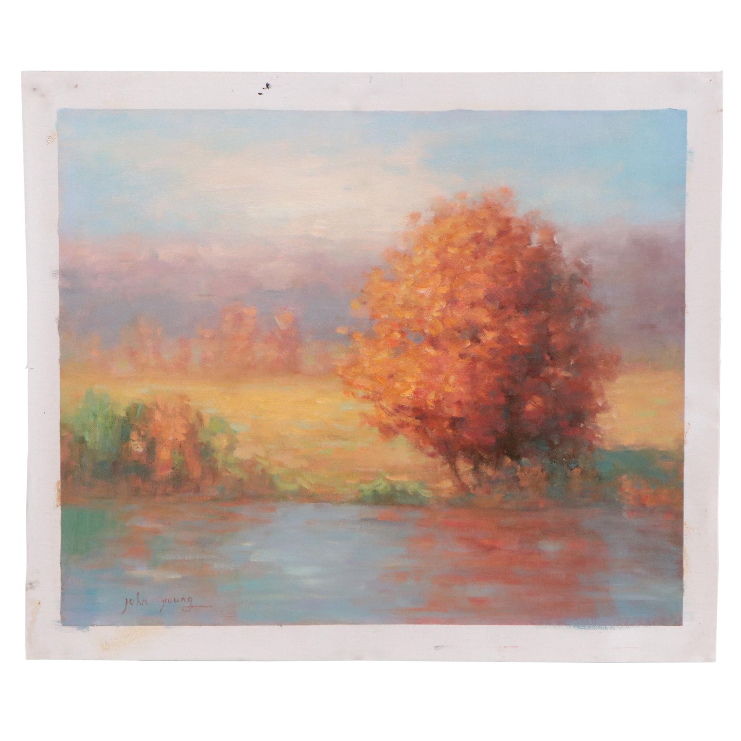 John Young Impressionist Landscape Oil Painting, 21st Century
