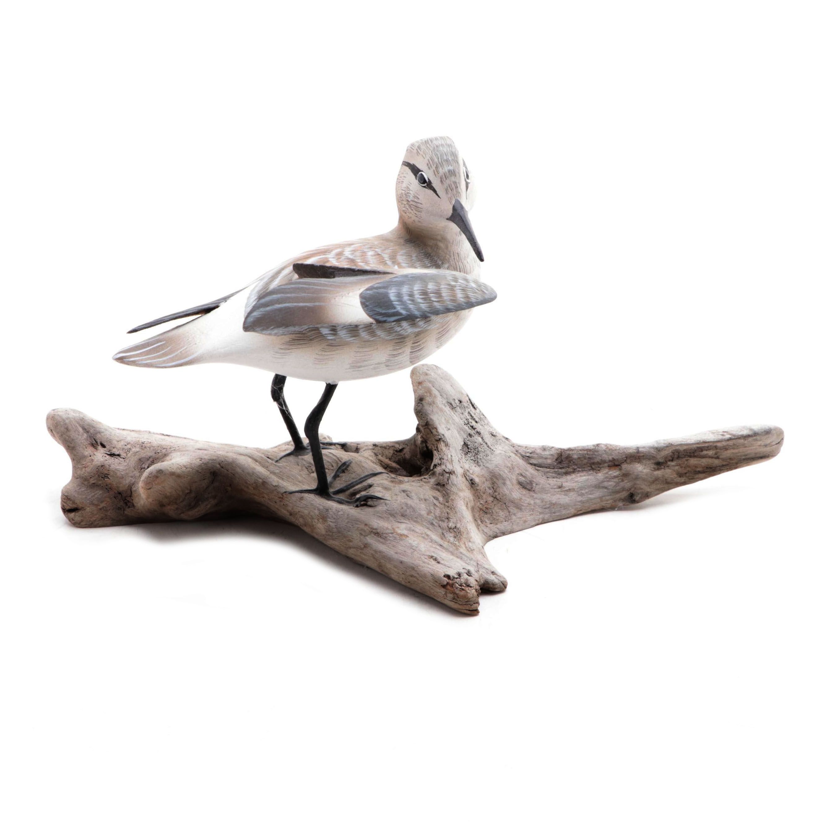Curtis W. Waterfield Signed "Sanderling" Wooden Figurine, 2006