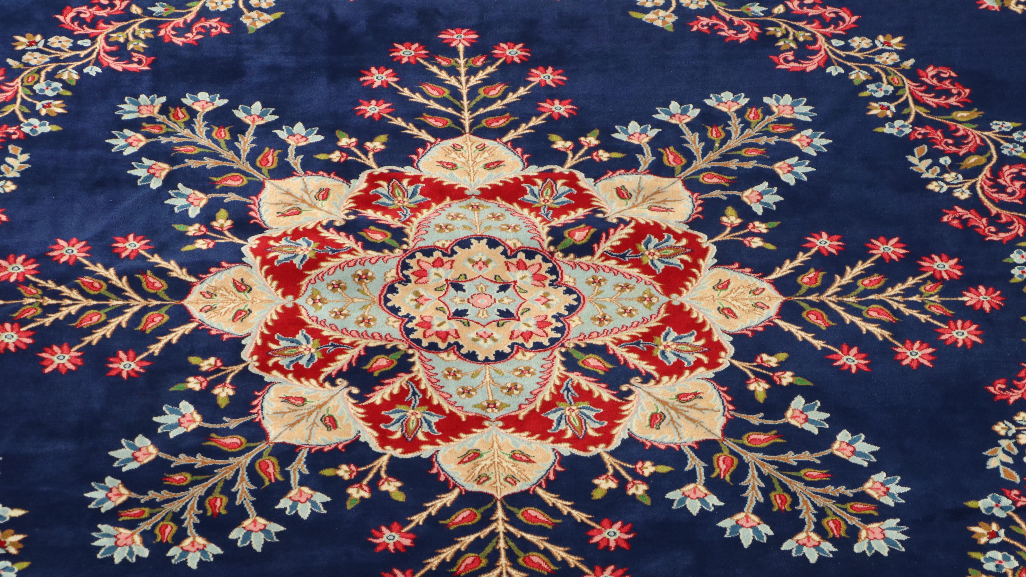 10'10 x 17'6 Hand-Knotted Persian Kashan Room Sized Rug