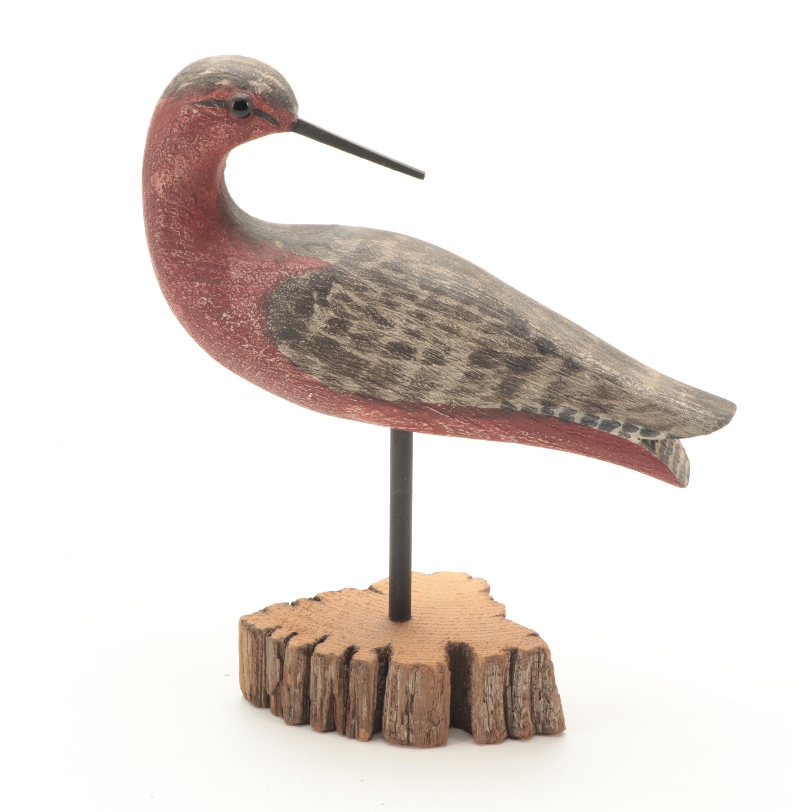 Richard Morgan Signed Hand-Painted Carved Wood Shore Bird Figurines, 1992