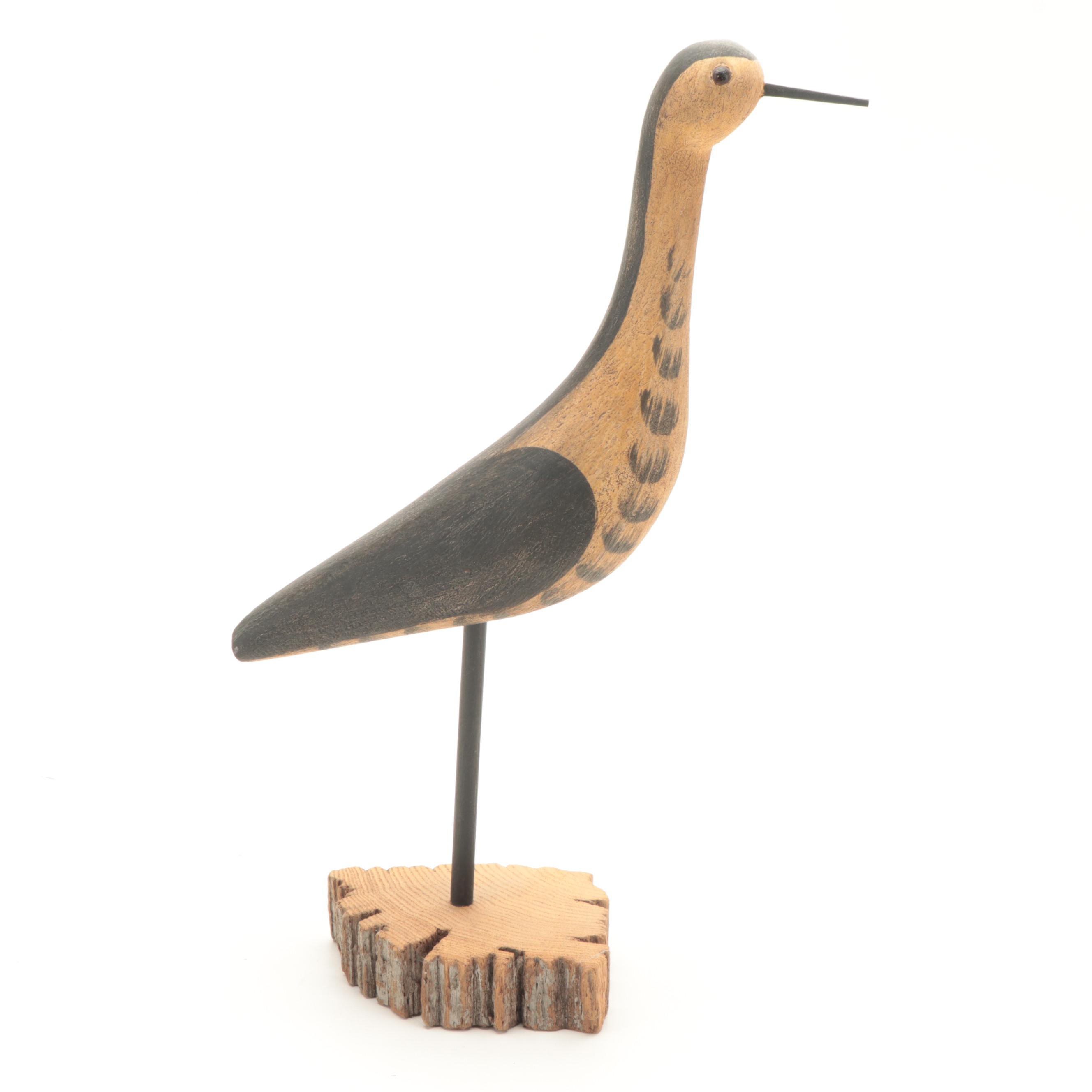 Richard Morgan Signed Hand-Painted Carved Wood Shore Bird Figurines, 1992