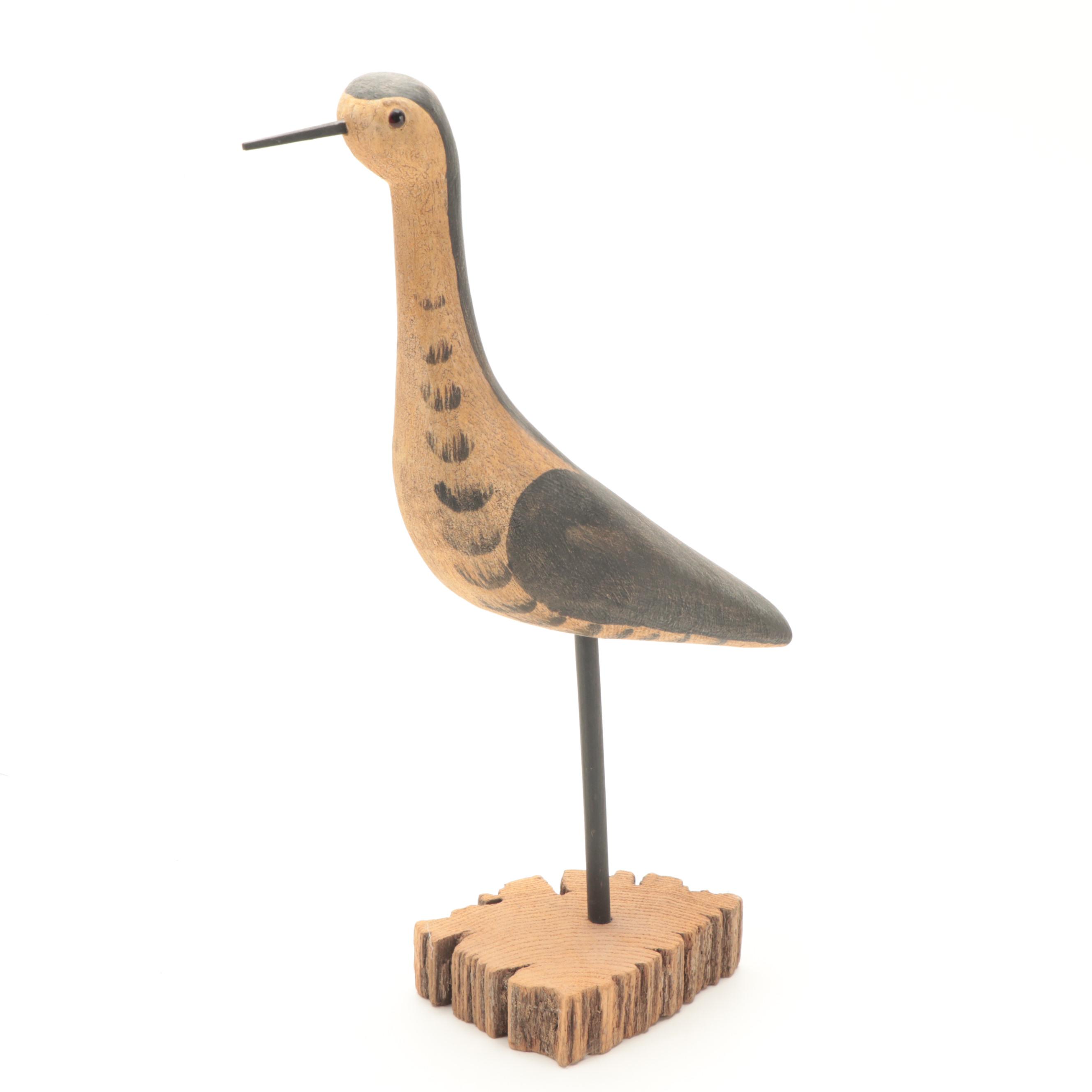 Richard Morgan Signed Hand-Painted Carved Wood Shore Bird Figurines, 1992