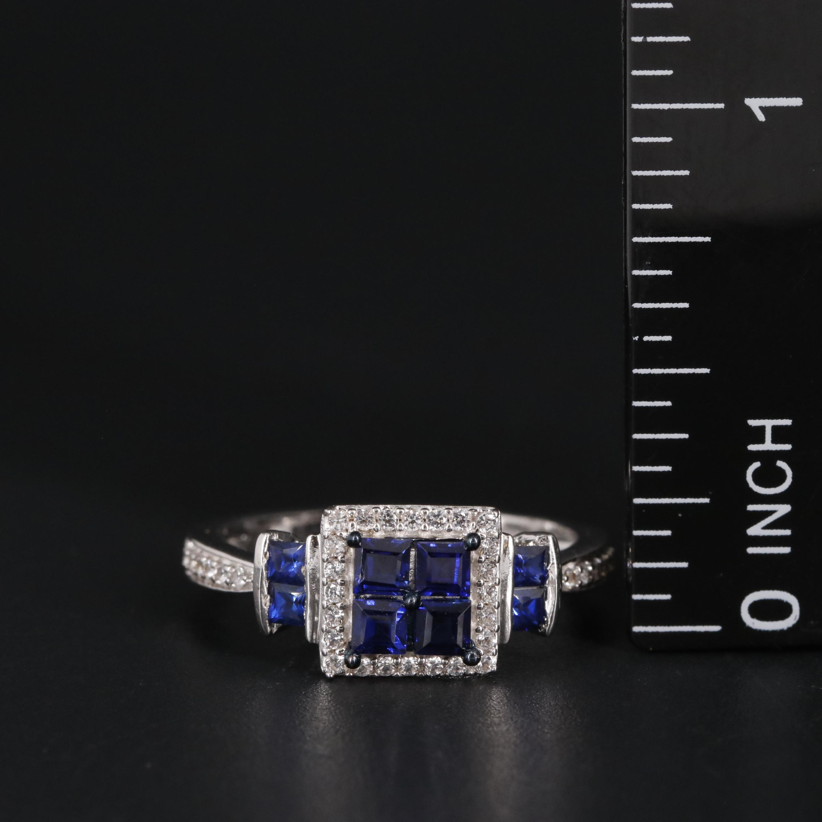 Sterling Silver Sapphire and Topaz Ring