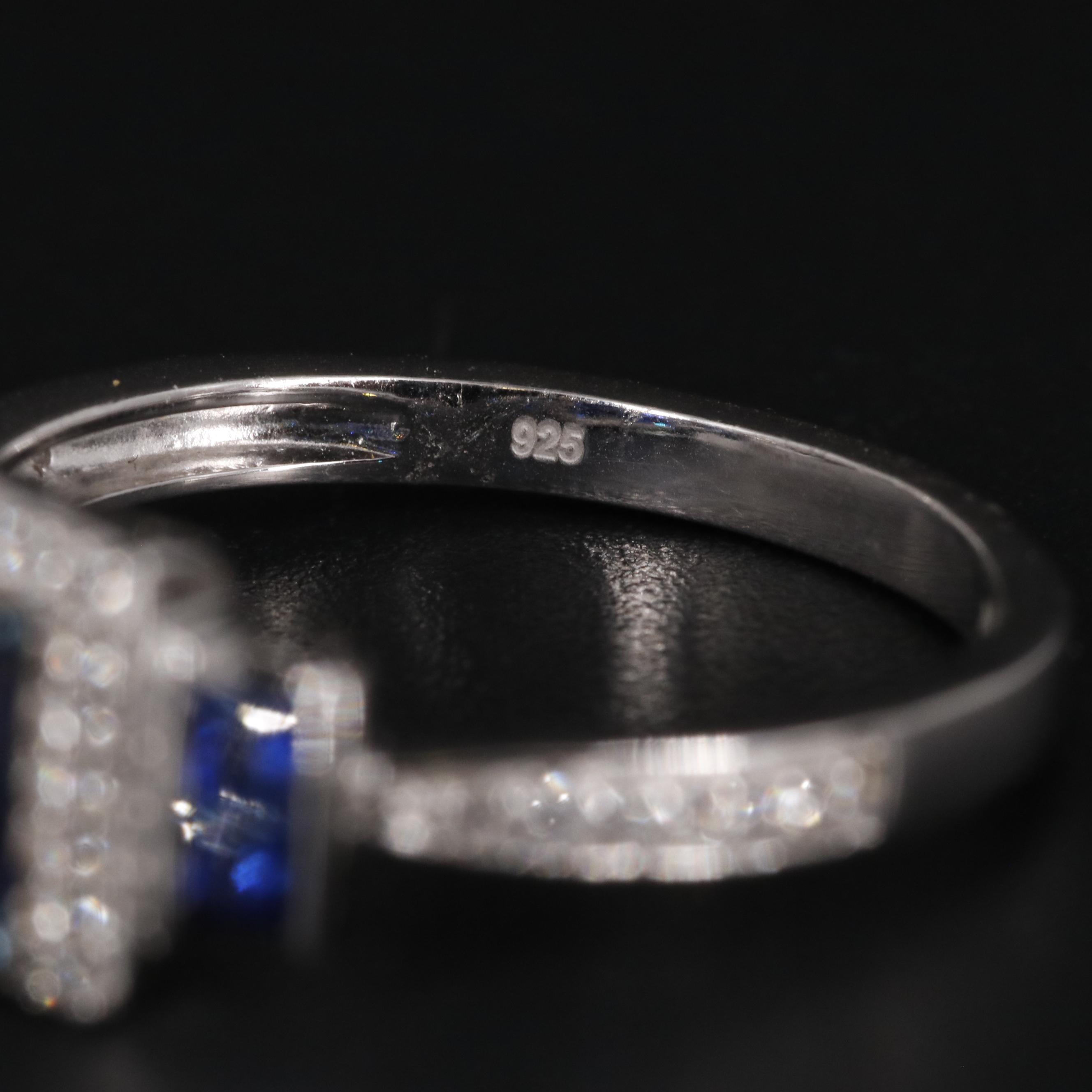 Sterling Silver Sapphire and Topaz Ring