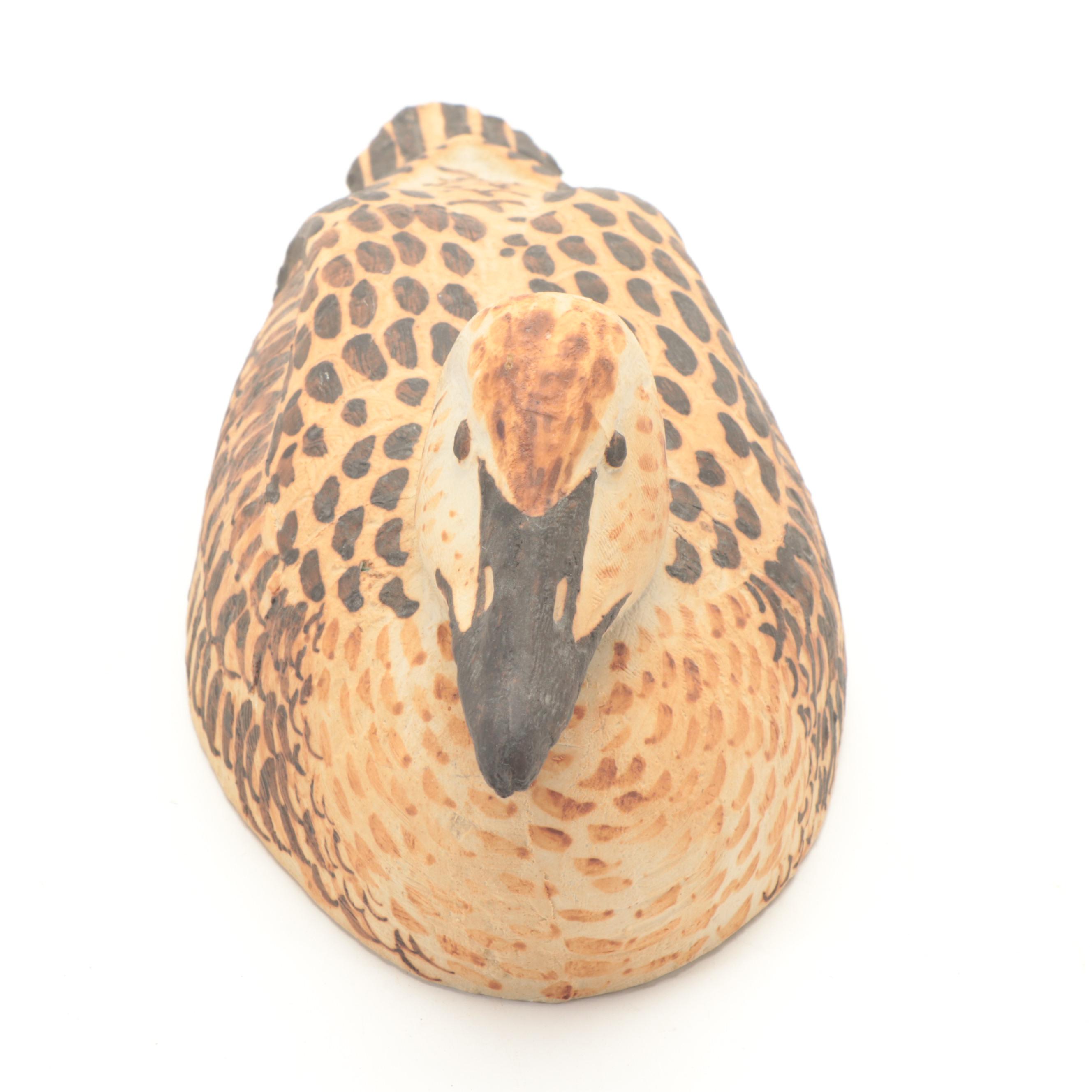 Hand-Painted Molded Bisque Duck Figurine