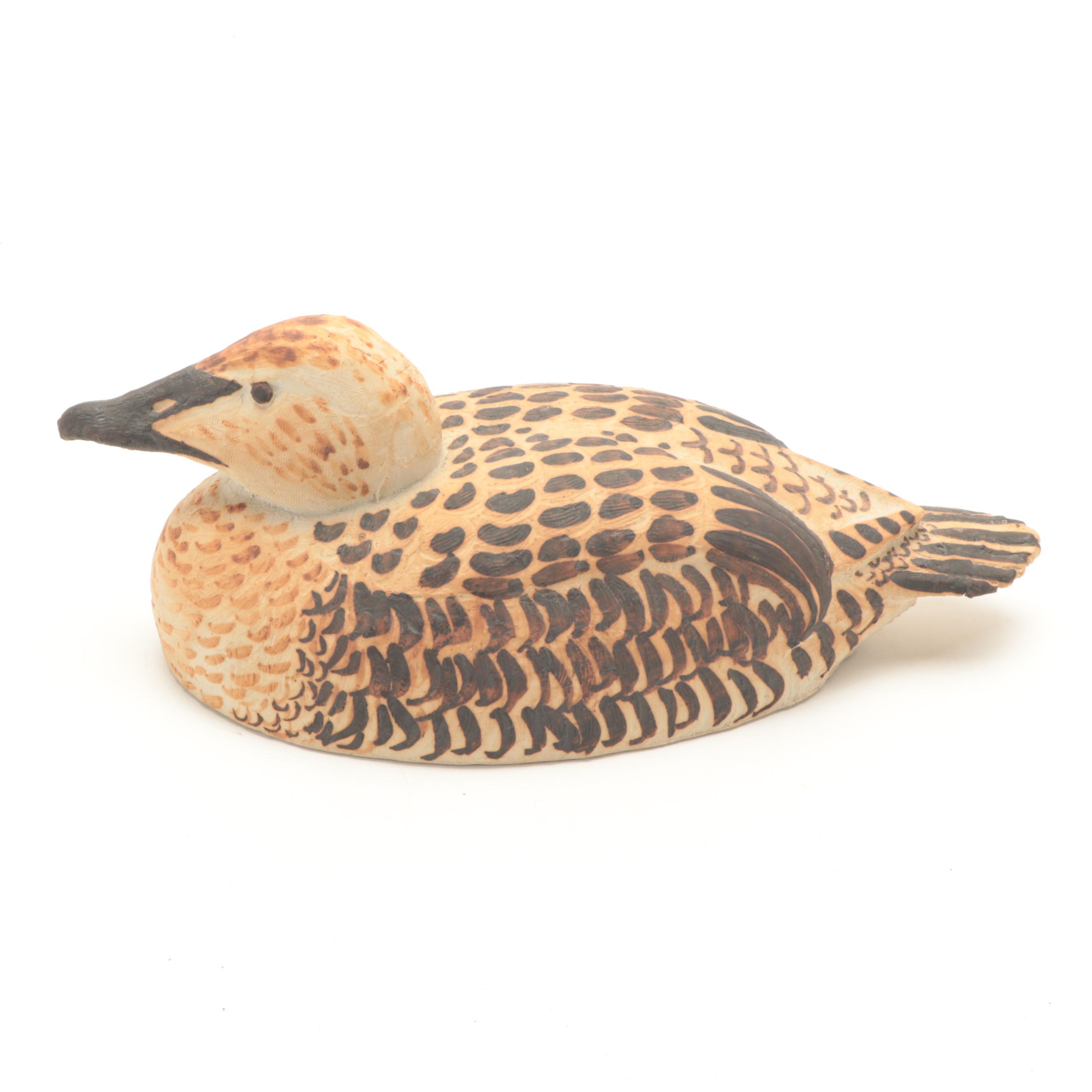 Hand-Painted Molded Bisque Duck Figurine
