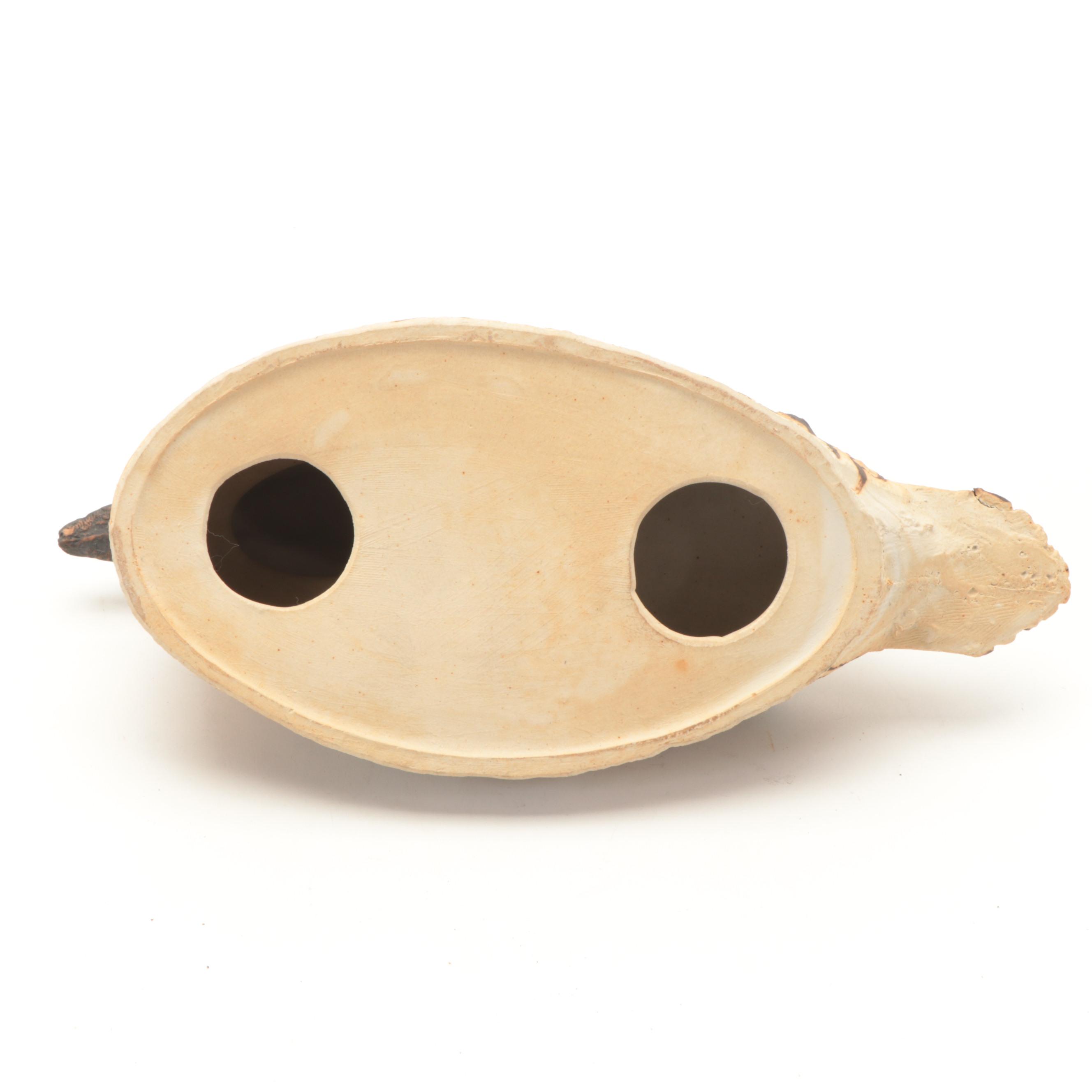 Hand-Painted Molded Bisque Duck Figurine